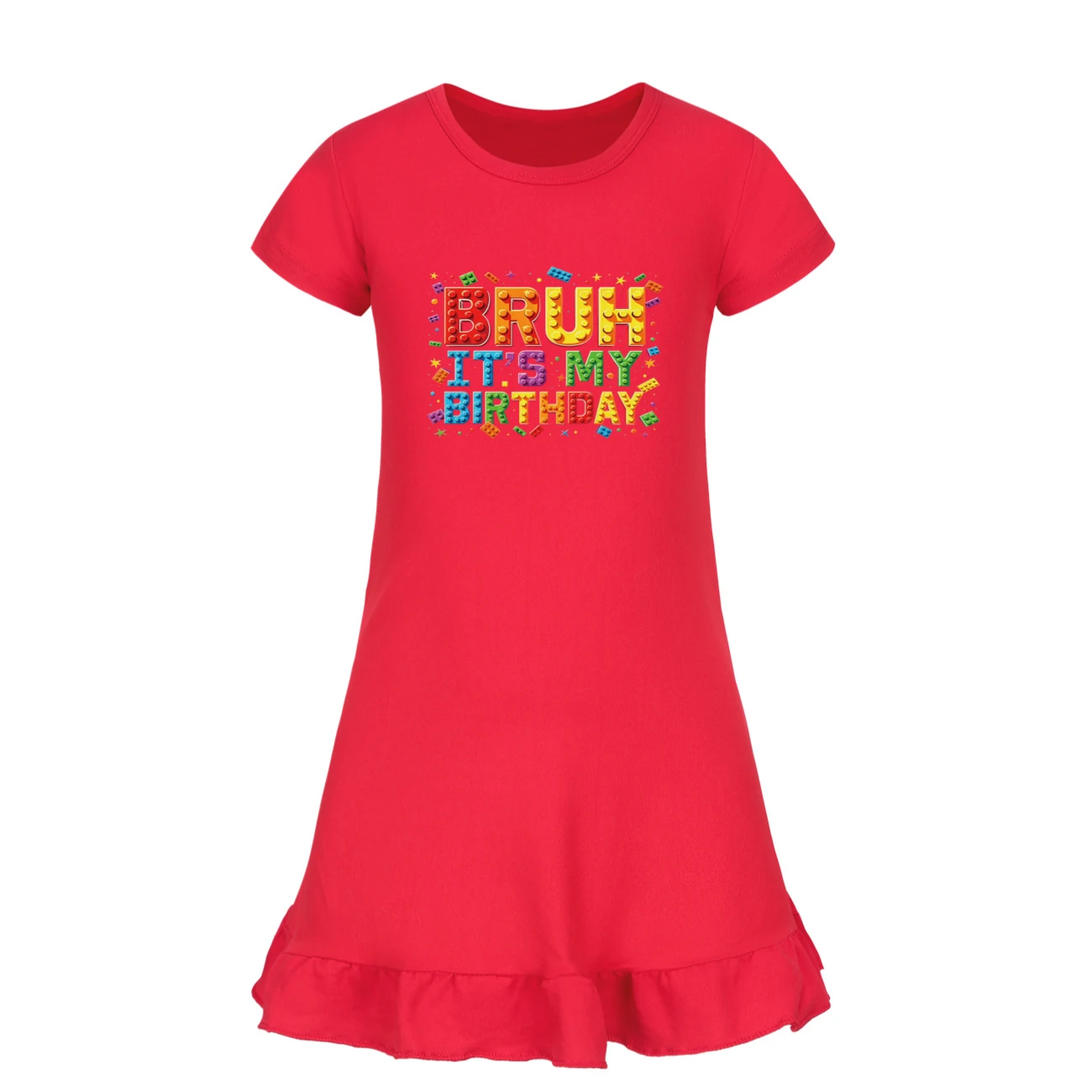 Ruffle-Hem Jersey Sleep Dress — 5818 Edition, Style 07 · Red