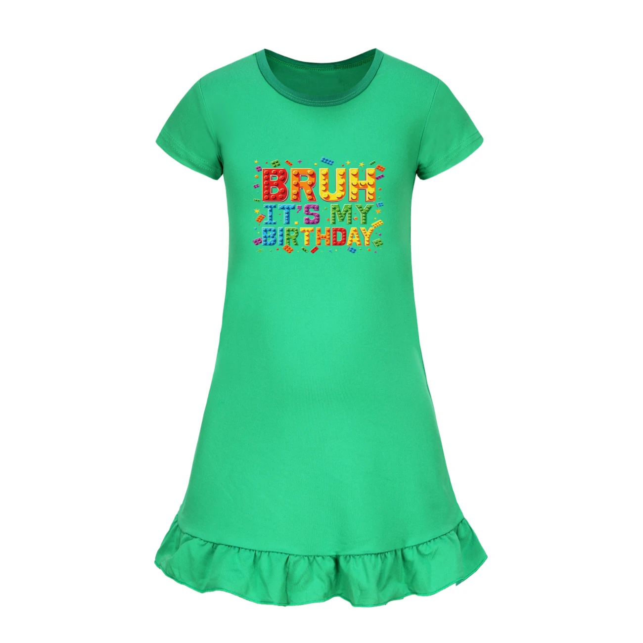 Ruffle-Hem Jersey Sleep Dress — 5818 Edition, Style 09 · Green