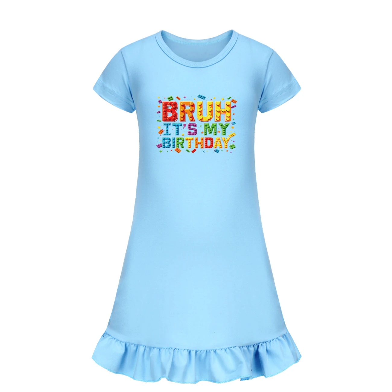 Ruffle-Hem Jersey Sleep Dress — 5818 Edition, Style 10 · Light Blue
