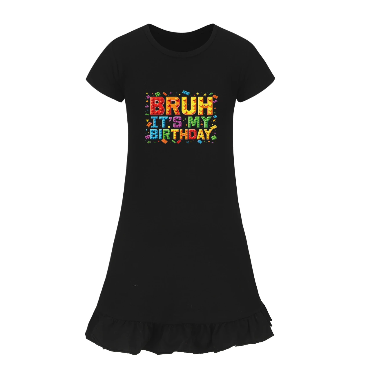 Ruffle-Hem Jersey Sleep Dress — 5818 Edition, Style 12 · Black