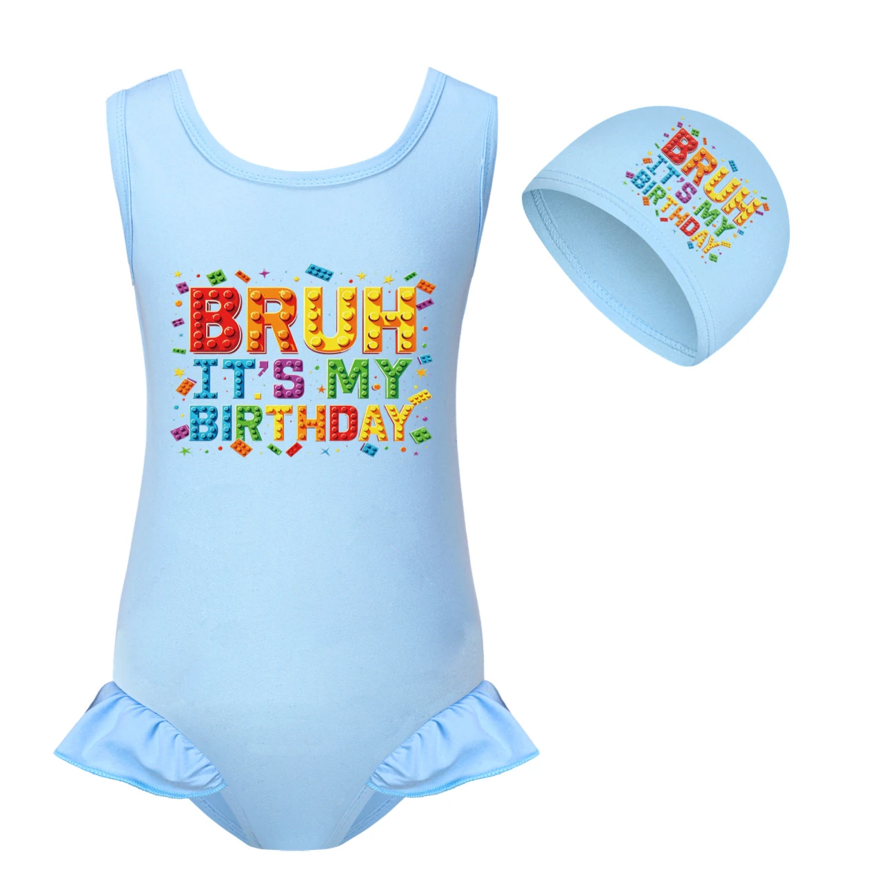 Girls’ One-Piece Swimsuit & Cap Set — 5818 Edition product view