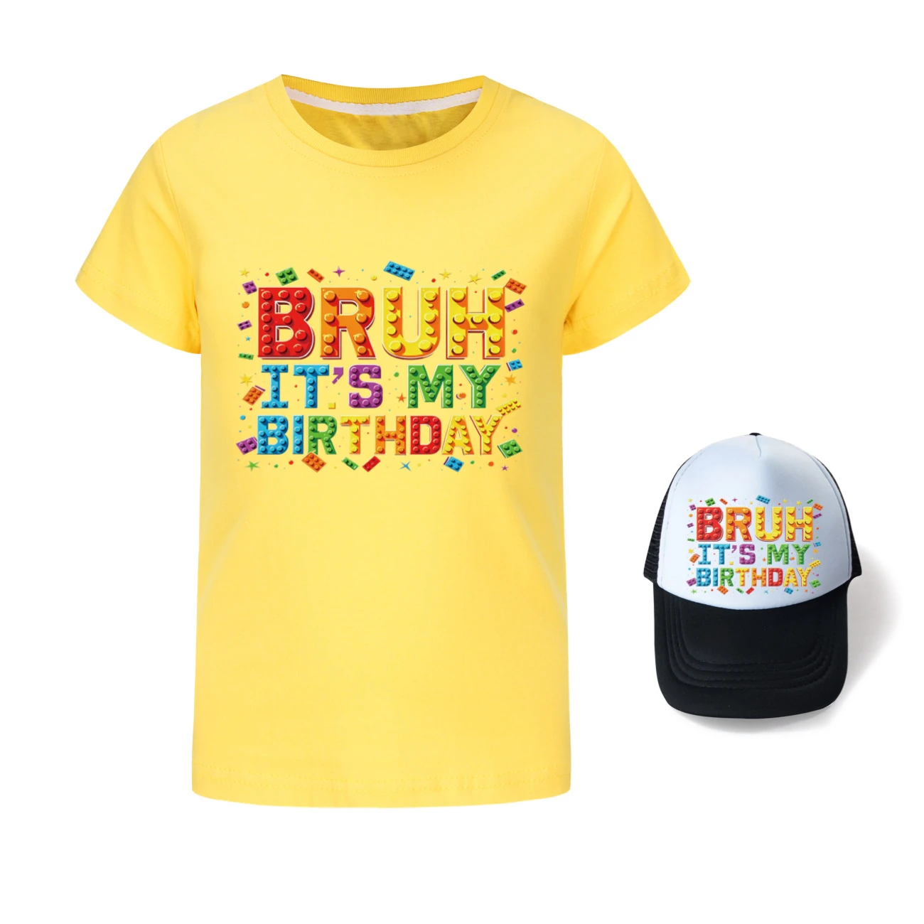 Graphic Tee & Sun Hat Set — 5818 Edition, Style 02 · Yellow