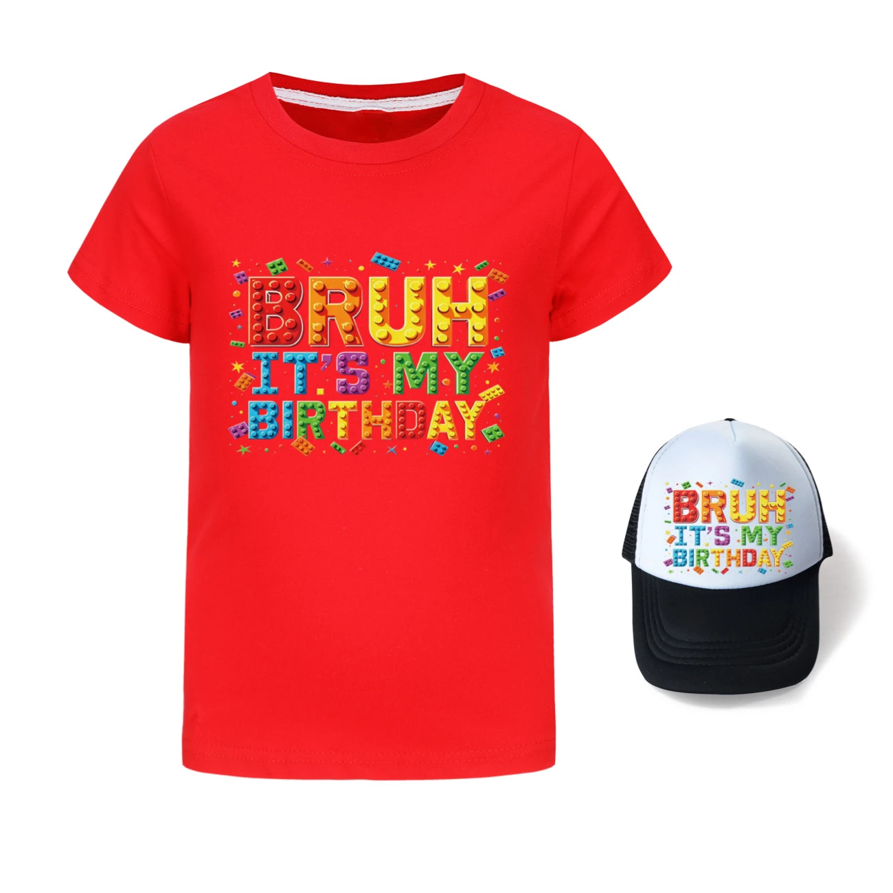 Graphic Tee & Sun Hat Set — 5818 Edition, Style 03 · Red