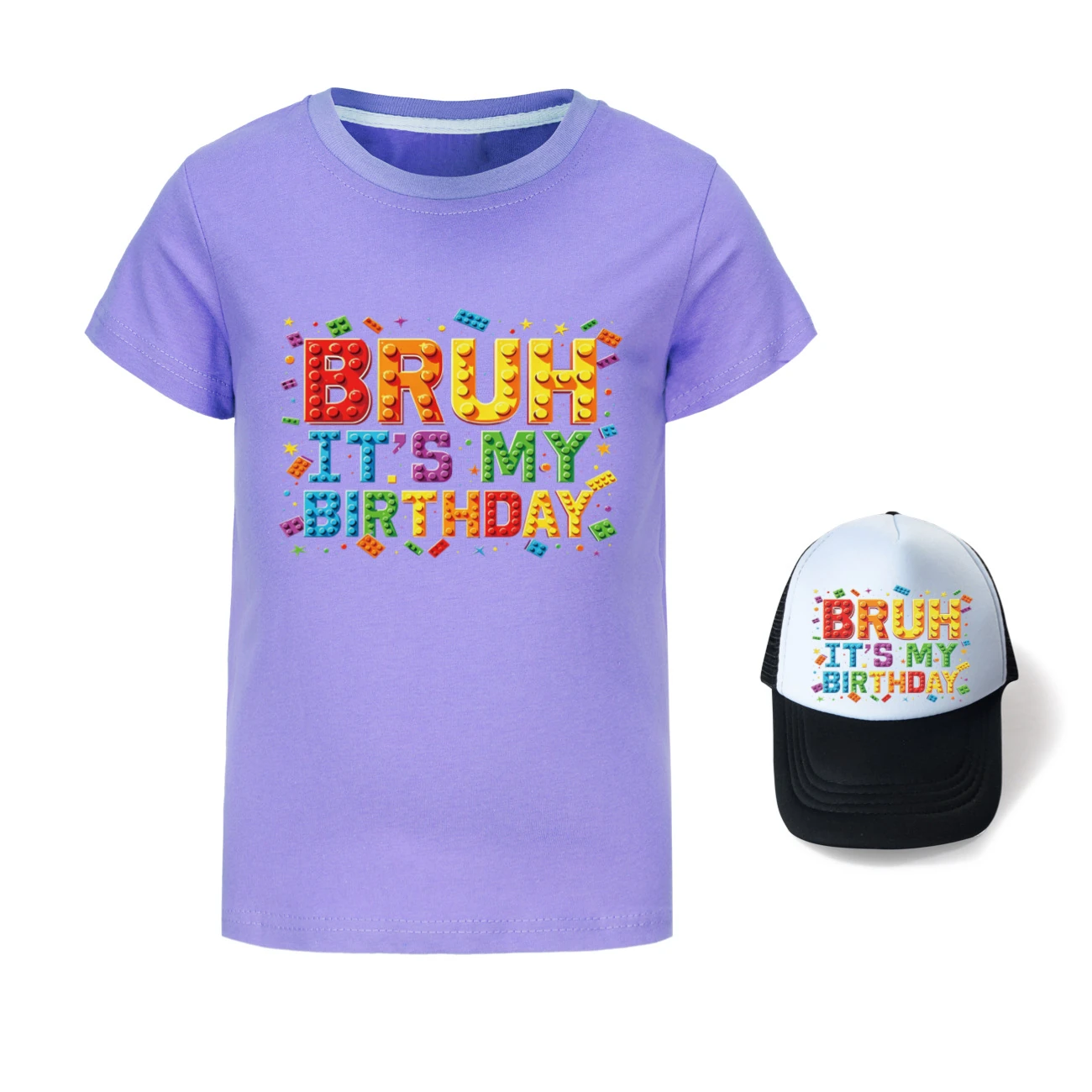 Graphic Tee & Sun Hat Set — 5818 Edition, Style 04 · Purple