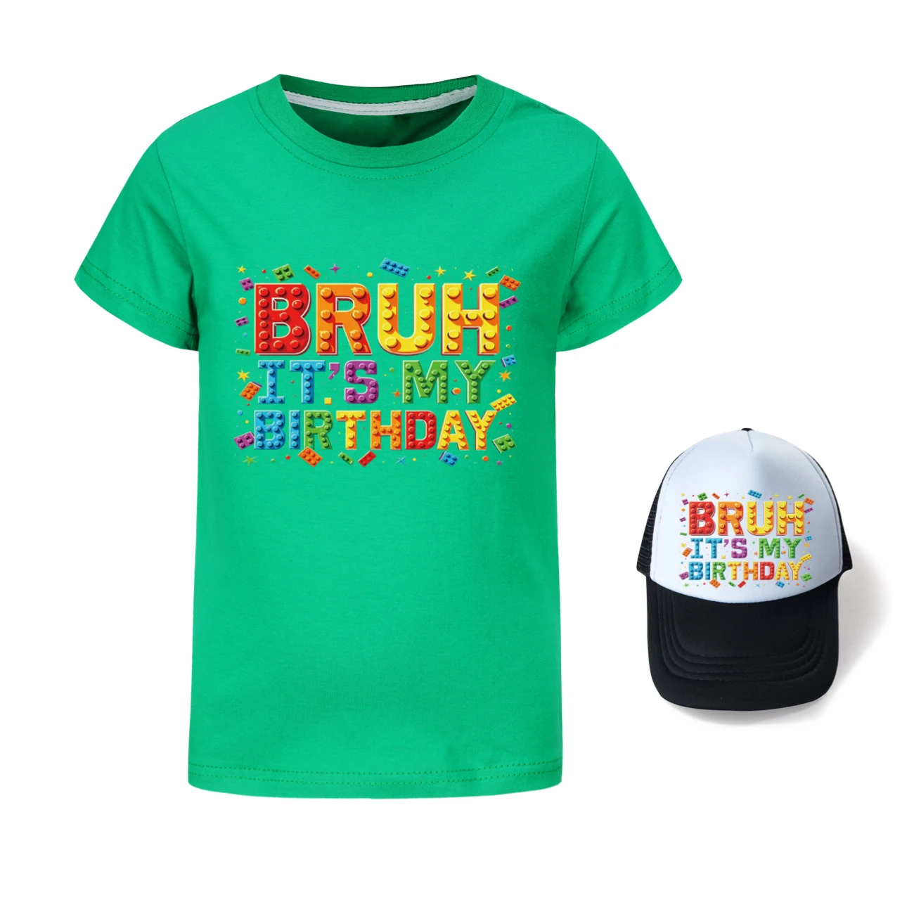 Graphic Tee & Sun Hat Set — 5818 Edition, Style 06 · Green