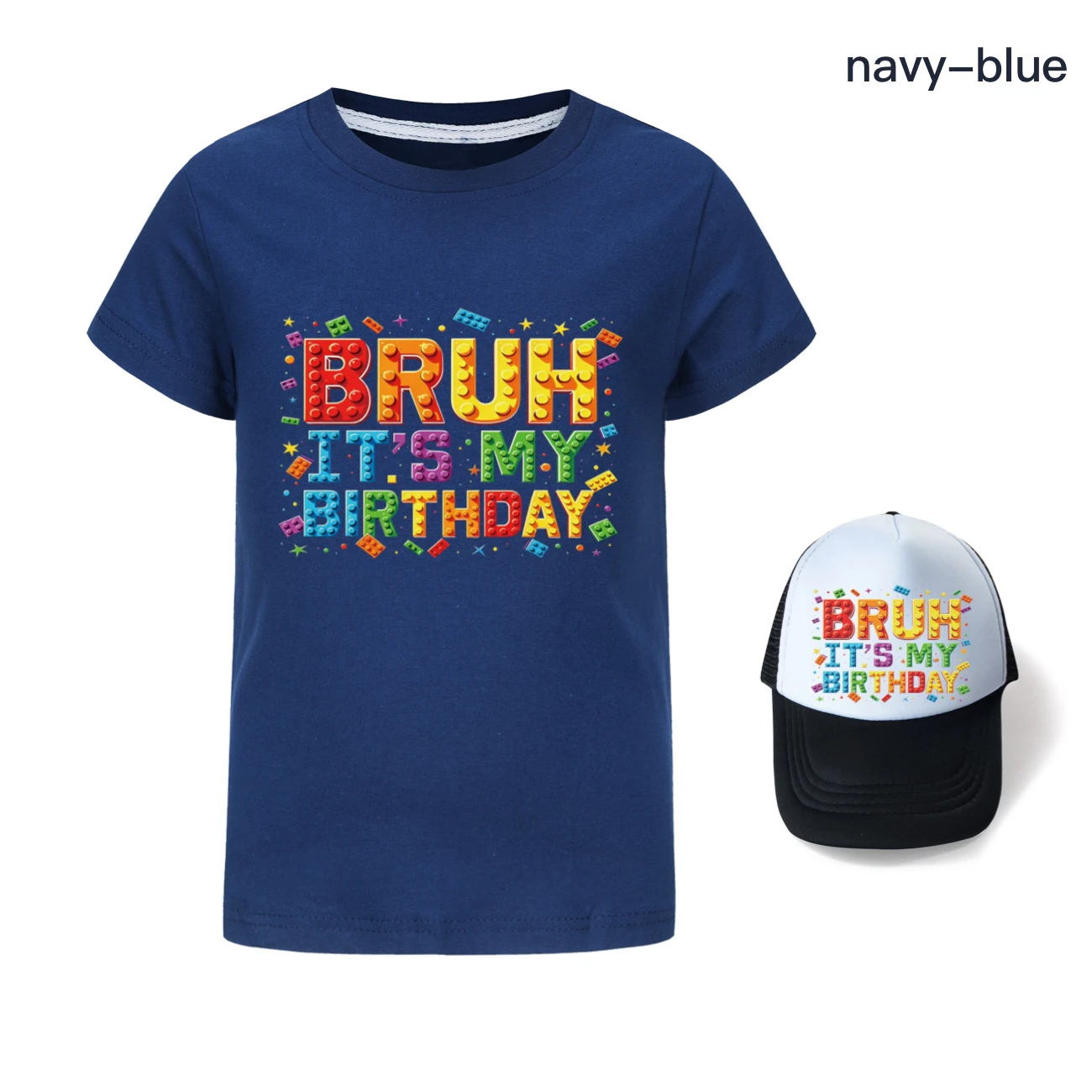 Graphic Tee & Sun Hat Set — 5818 Edition, Style 09 · Navy