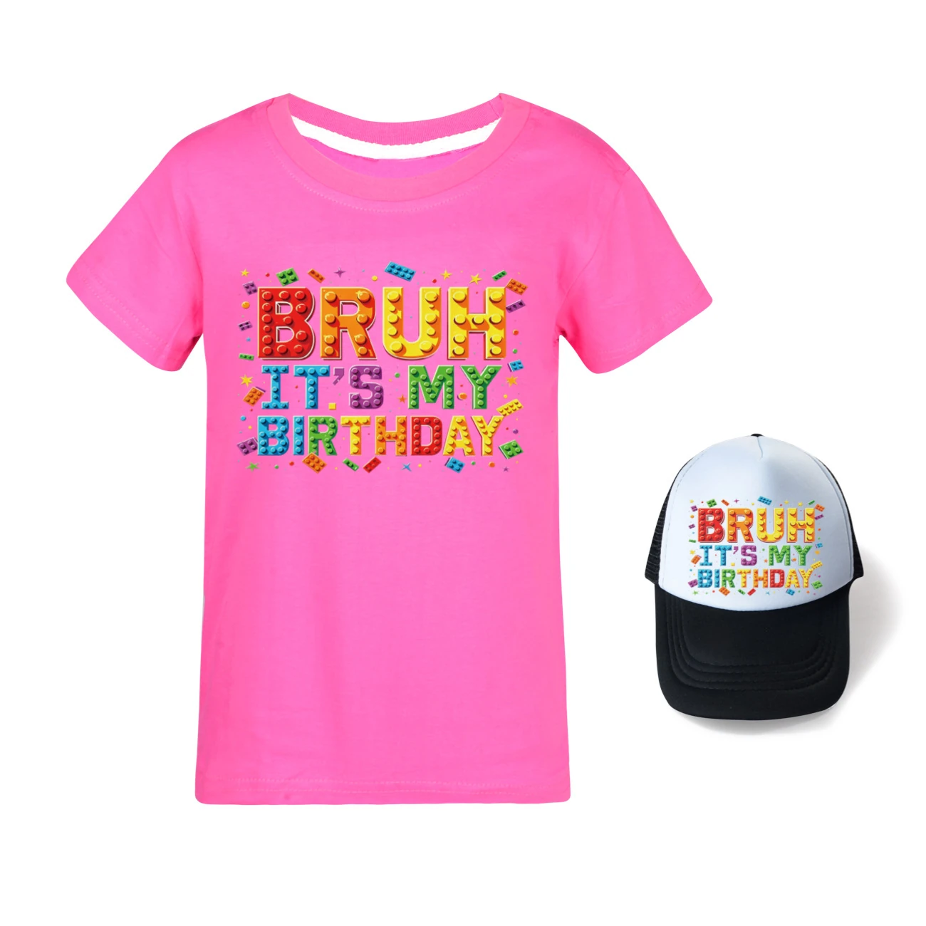 Graphic Tee & Sun Hat Set — 5818 Edition, Style 12 · Rose