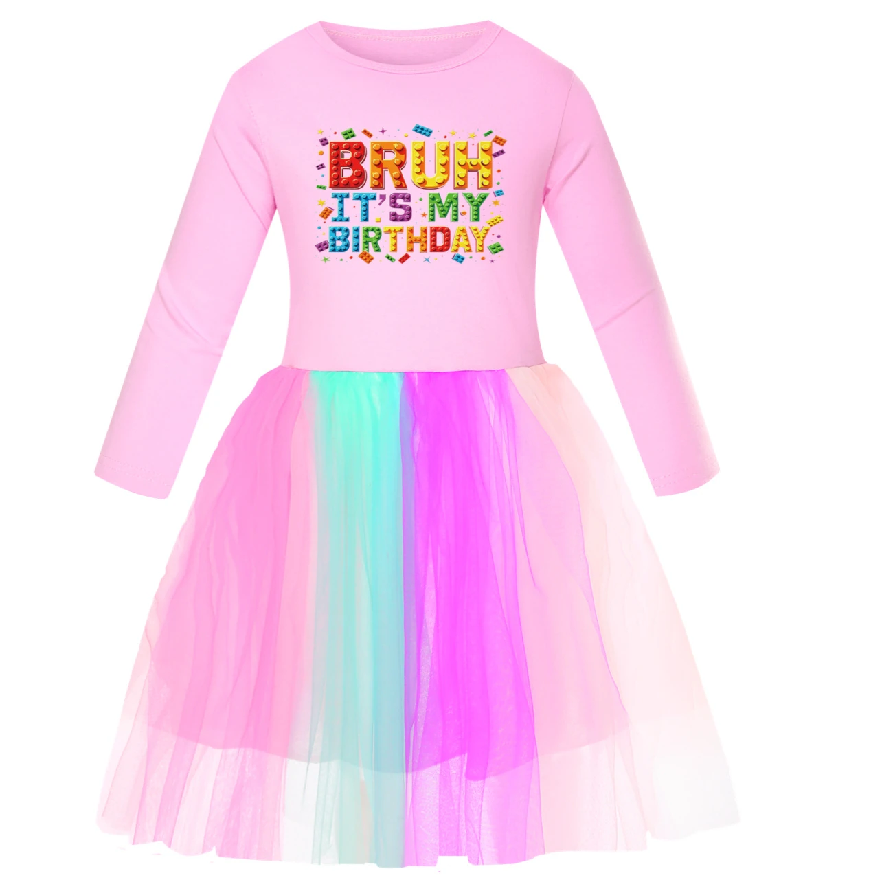 Rainbow Tulle Twirl Dress — 5818 Edition, Style 03 · Long Tulle · Pink