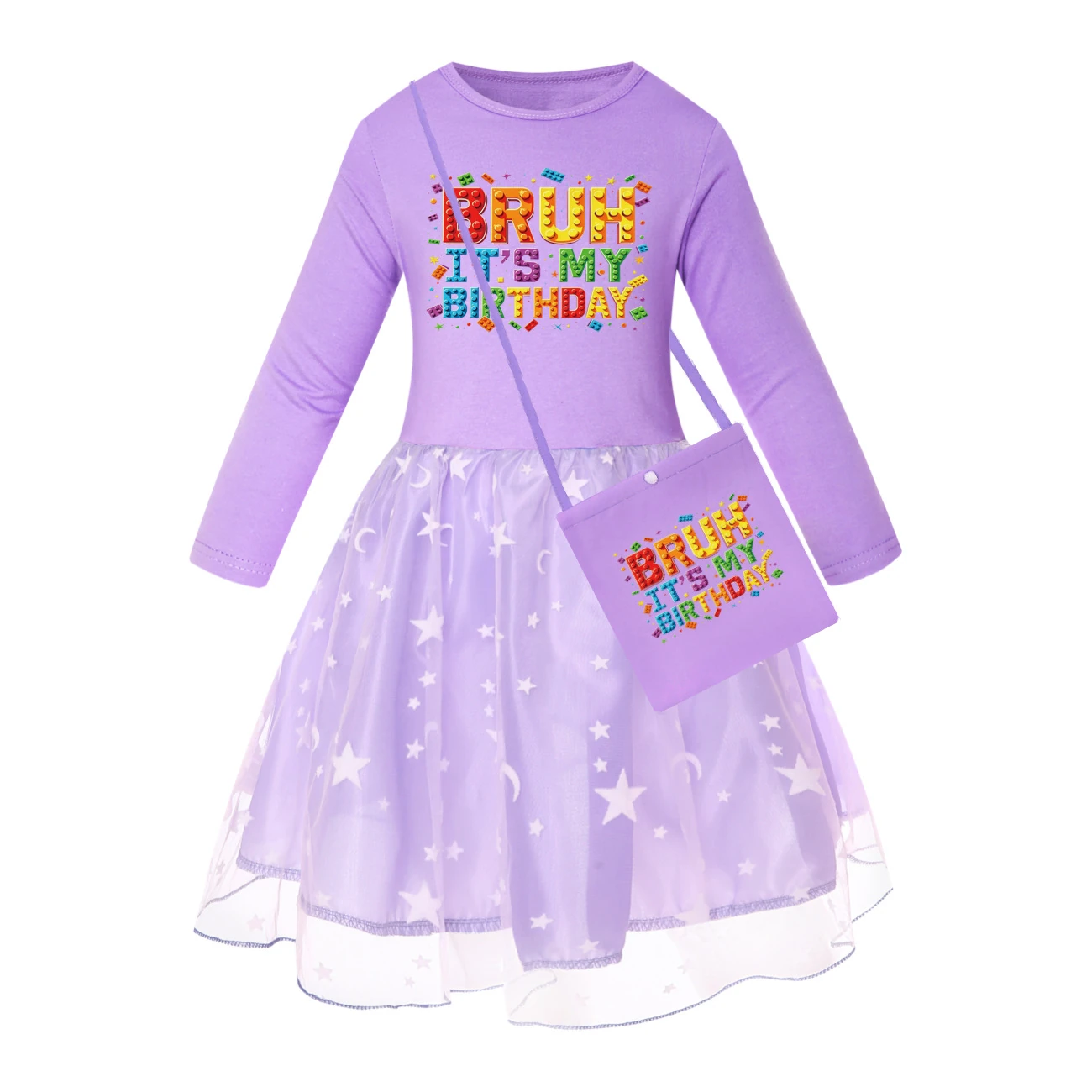 Rainbow Tulle Twirl Dress — 5818 Edition, Style 09 · Star Tulle · with Bag · Purple