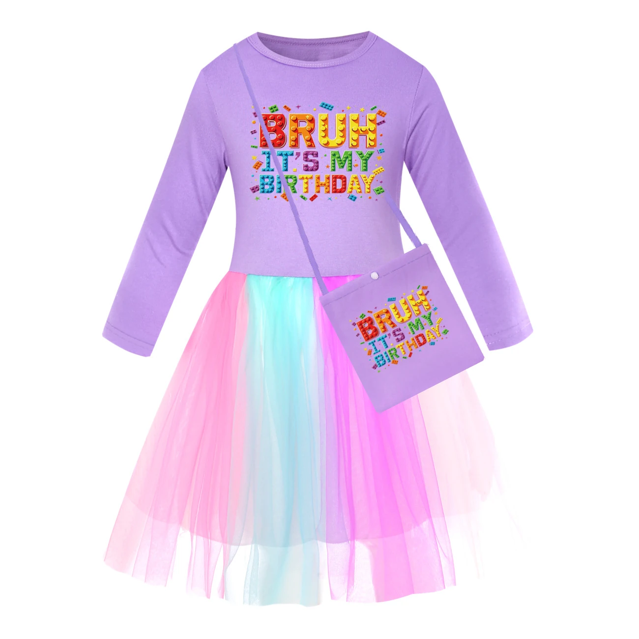 Rainbow Tulle Twirl Dress — 5818 Edition, Style 10 · Long Tulle · with Bag · Purple