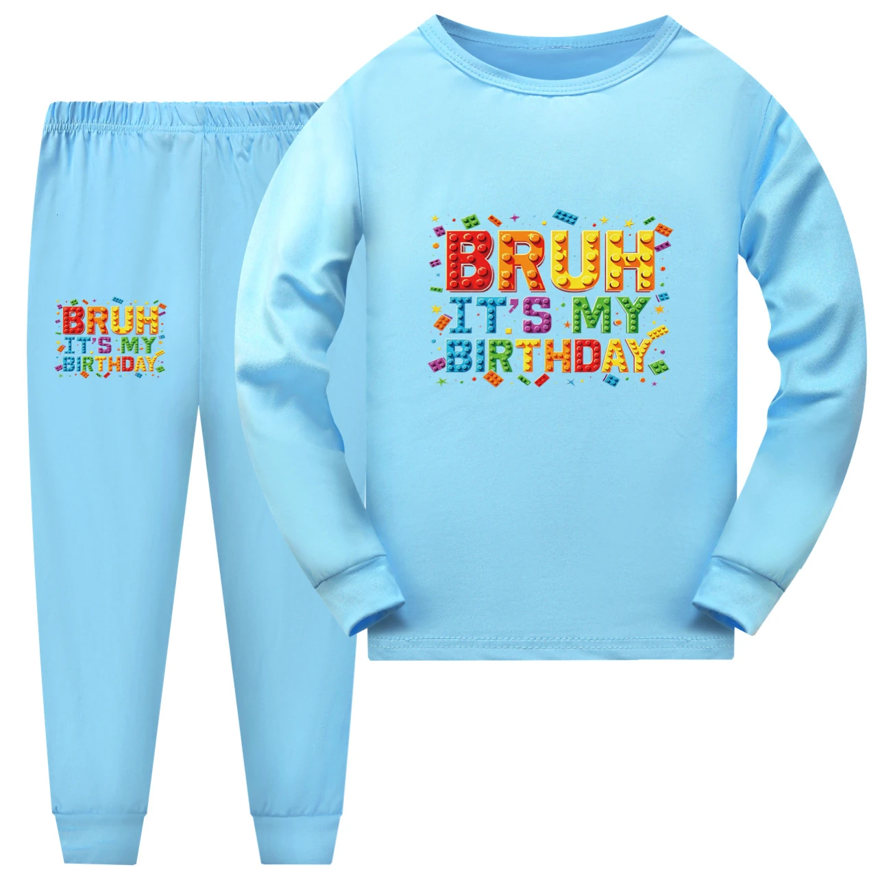 Family Lounge Set — 5818 Edition, Style 10 · Long Sleeve · Light Blue