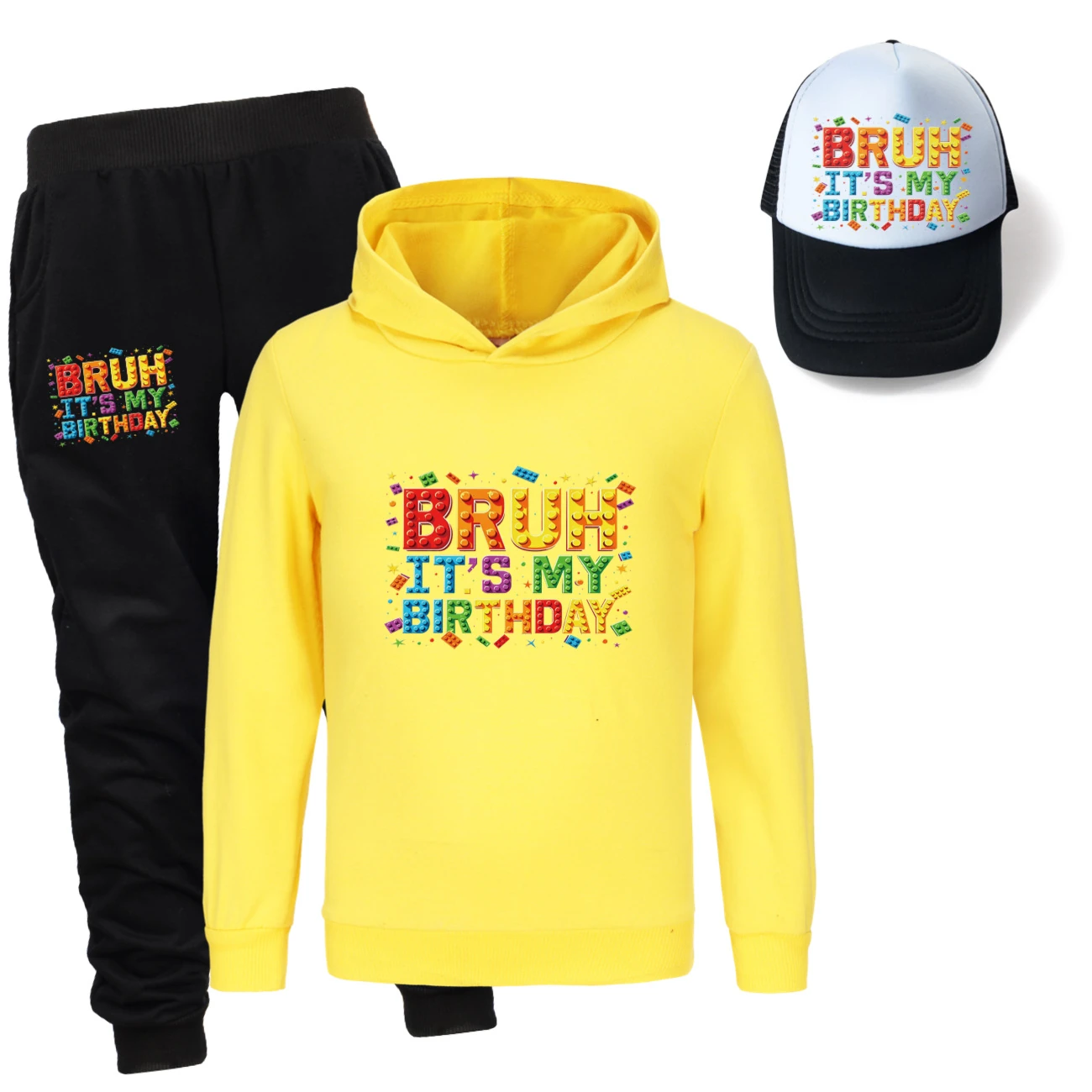 Three-Piece Hoodie, Jogger & Hat Set — 5818 Edition, Style 02 · Yellow
