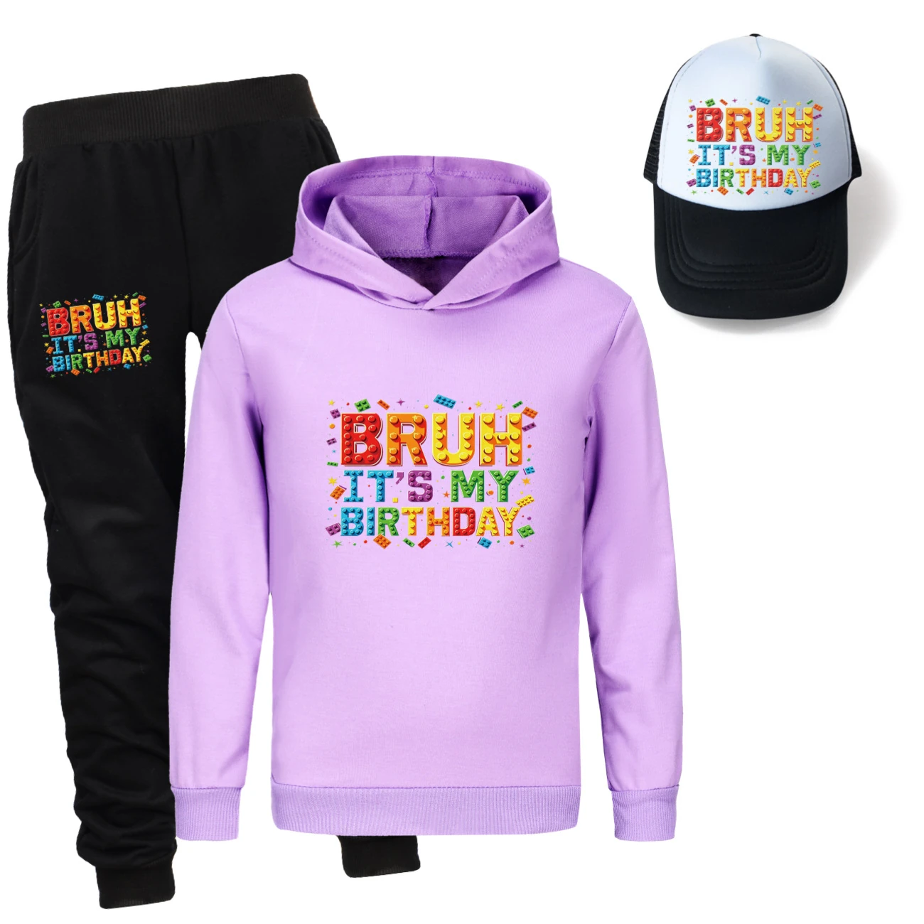 Three-Piece Hoodie, Jogger & Hat Set — 5818 Edition, Style 04 · Purple