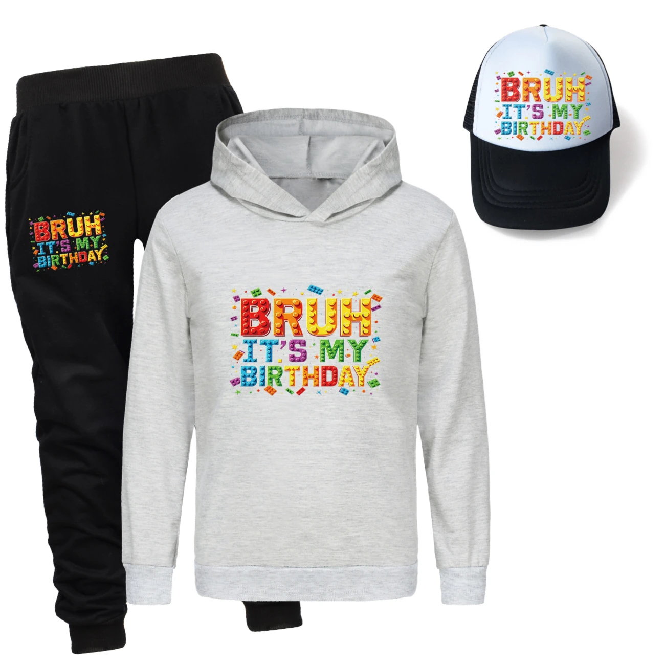 Three-Piece Hoodie, Jogger & Hat Set — 5818 Edition, Style 05 · Grey