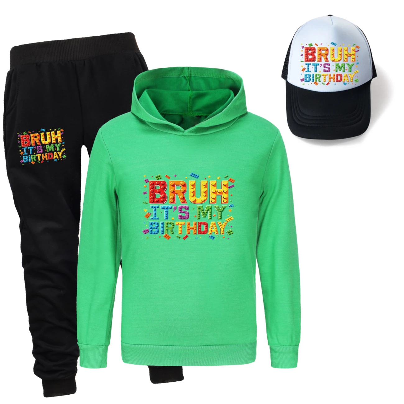 Three-Piece Hoodie, Jogger & Hat Set — 5818 Edition, Style 06 · Green