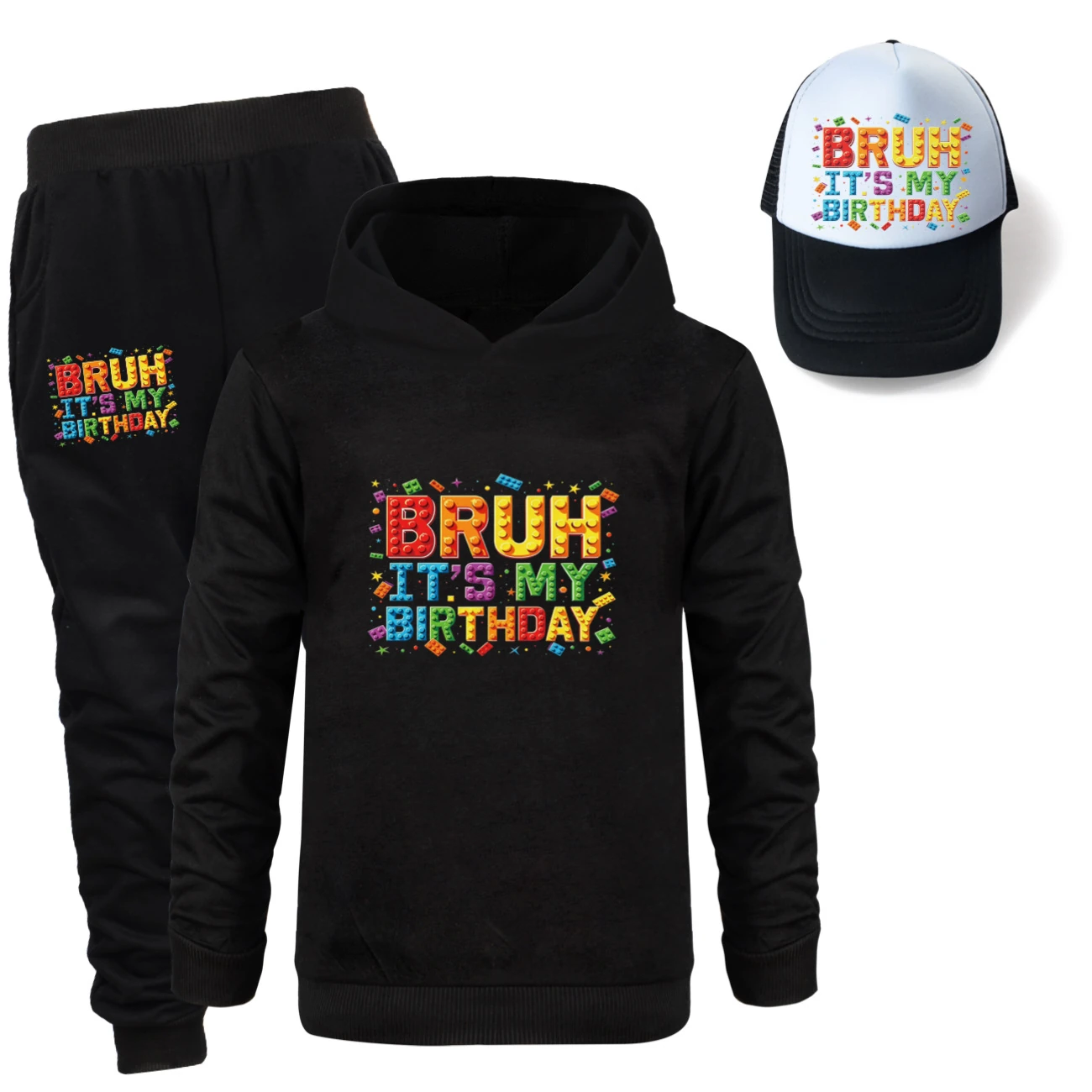 Three-Piece Hoodie, Jogger & Hat Set — 5818 Edition, Style 07 · Black
