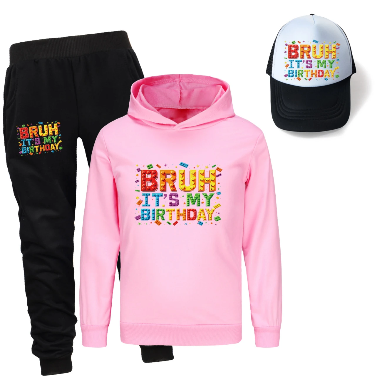 Three-Piece Hoodie, Jogger & Hat Set — 5818 Edition, Style 11 · Pink