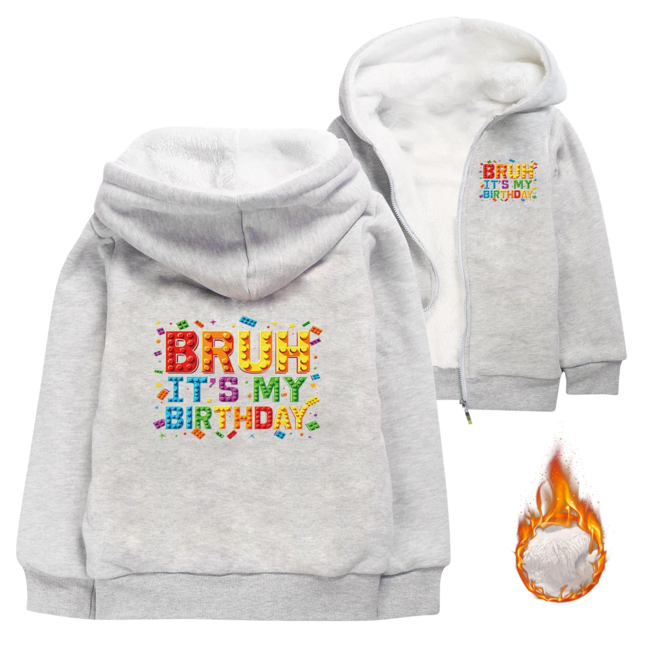 Warm-Lined Graphic Hoodie — 5818 Edition, Style 03 · Padded · Grey
