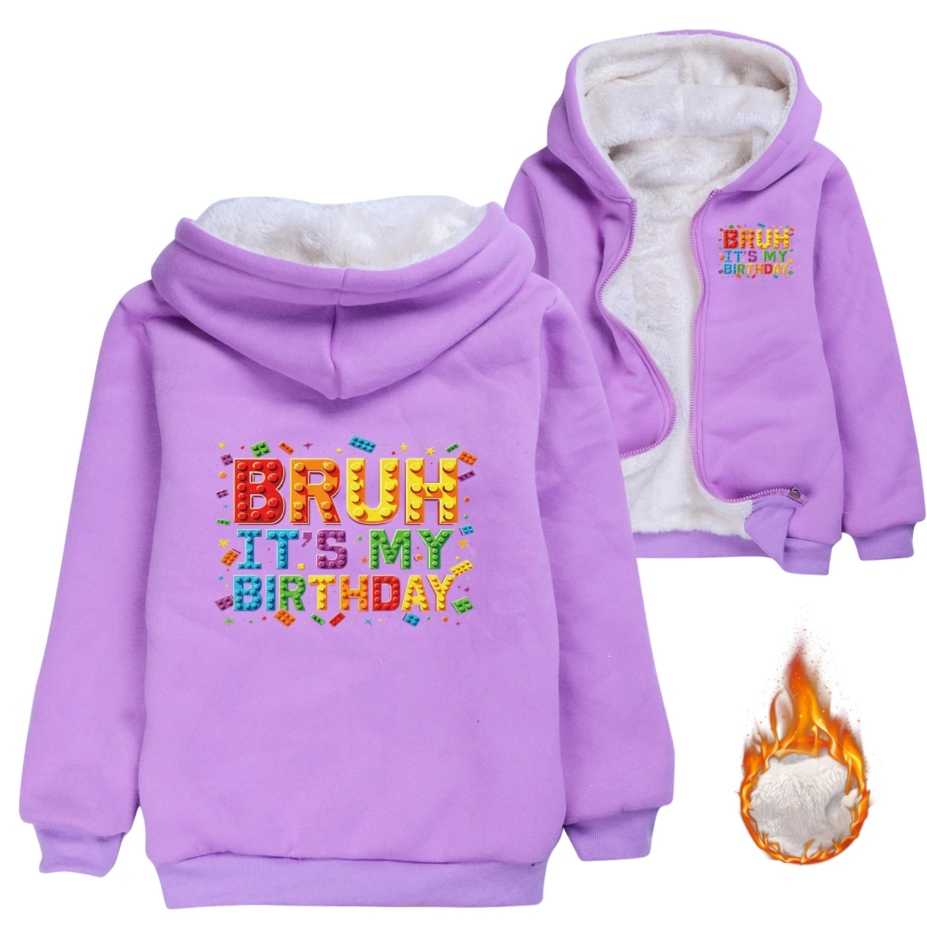 Warm-Lined Graphic Hoodie — 5818 Edition, Style 06 · Padded · Purple