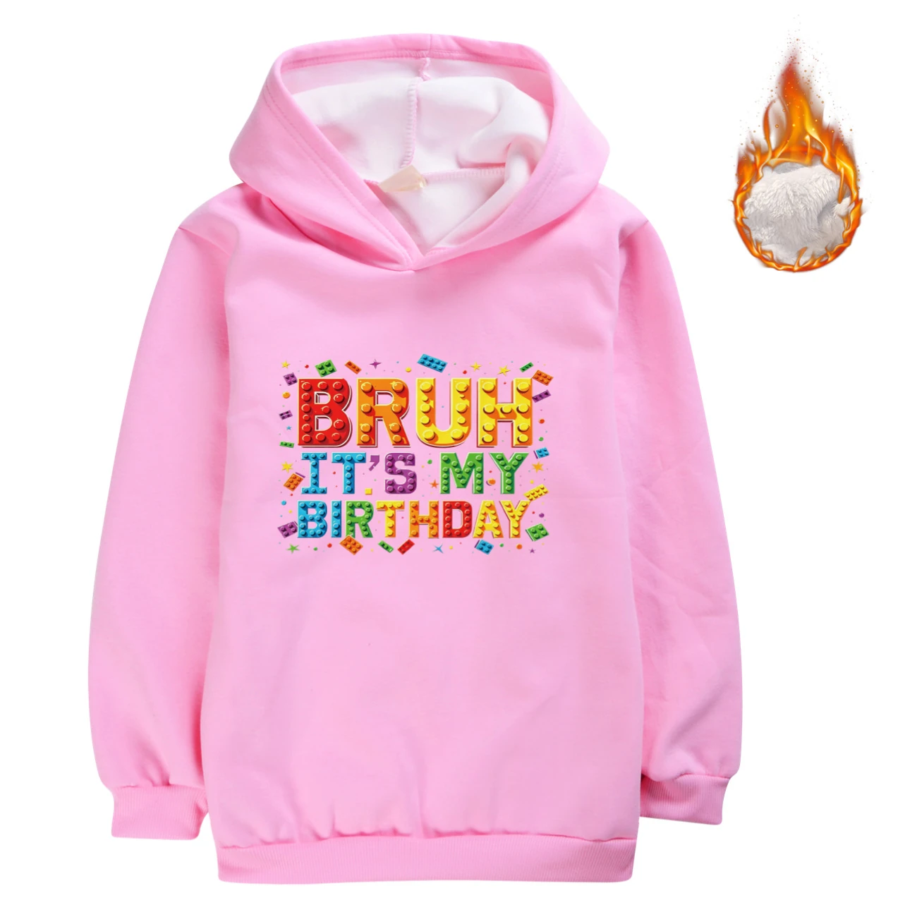 Warm-Lined Graphic Hoodie — 5818 Edition, Style 07 · Pink