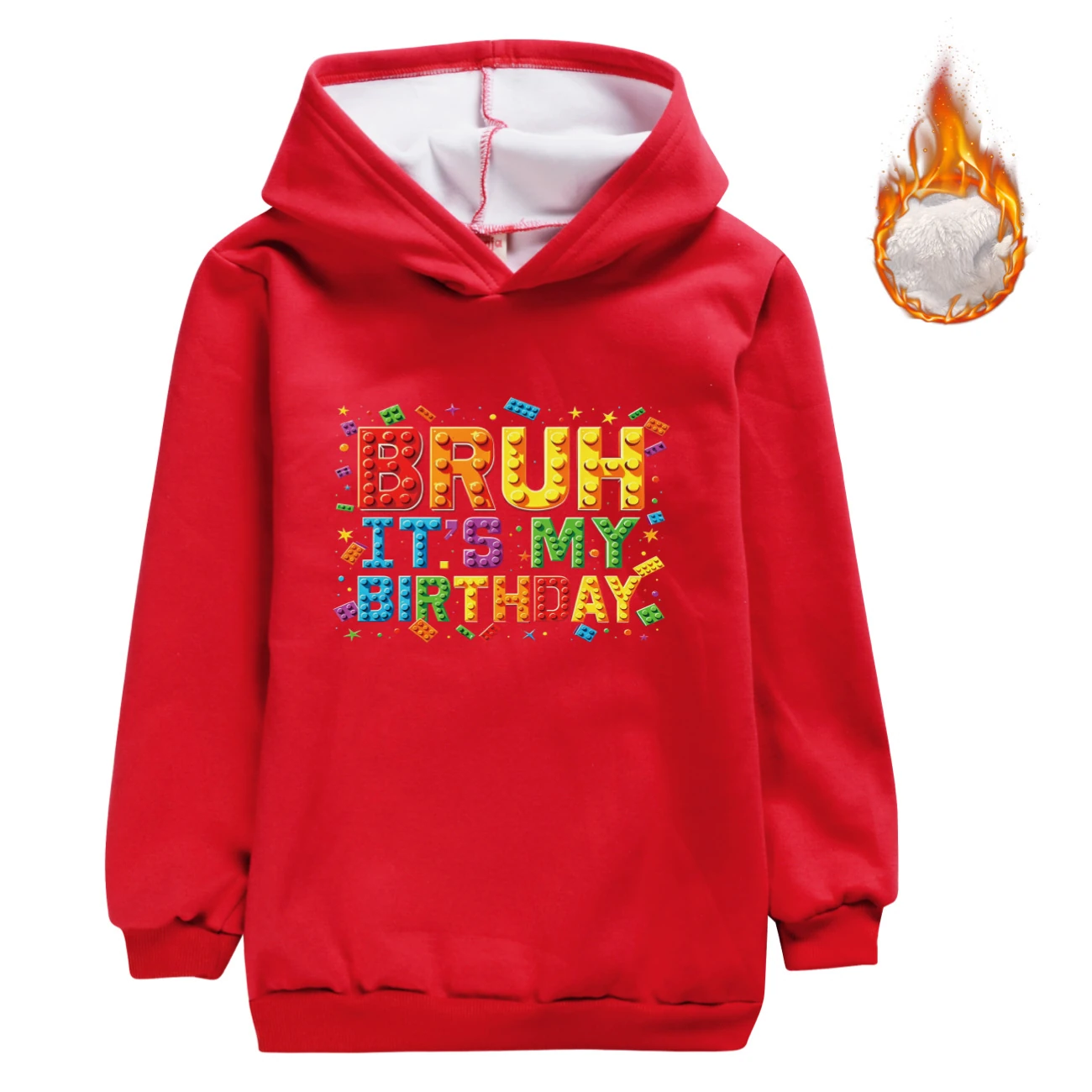 Warm-Lined Graphic Hoodie — 5818 Edition, Style 12 · Red