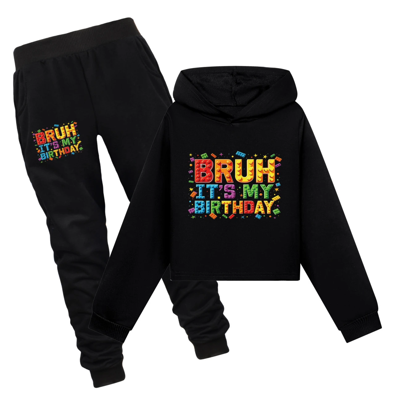 Cropped Hoodie Set — 5818 Edition, Style 10 · Set · Black