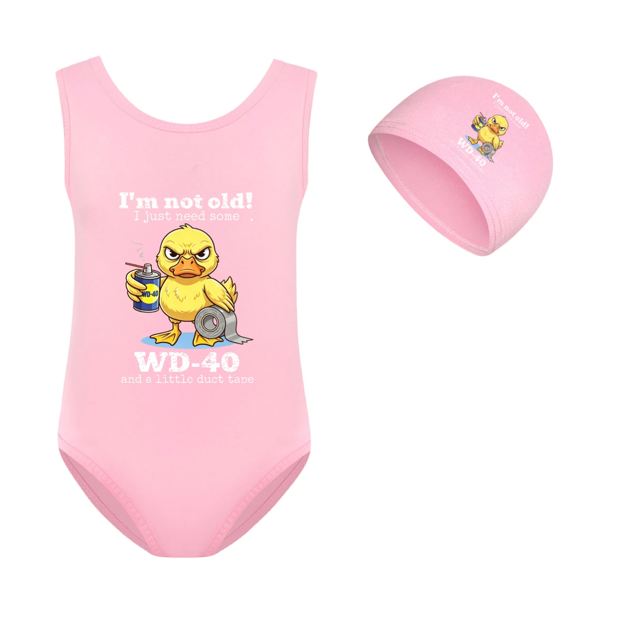 Girls’ One-Piece Swimsuit & Cap Set — 5820 Edition, Style 09 · Set · Pink
