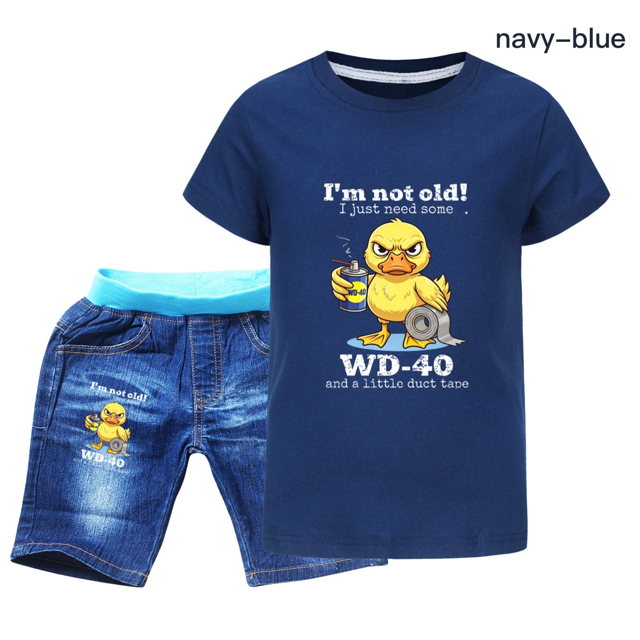 Graphic Tee & Denim Shorts Set — 5820 Edition product view