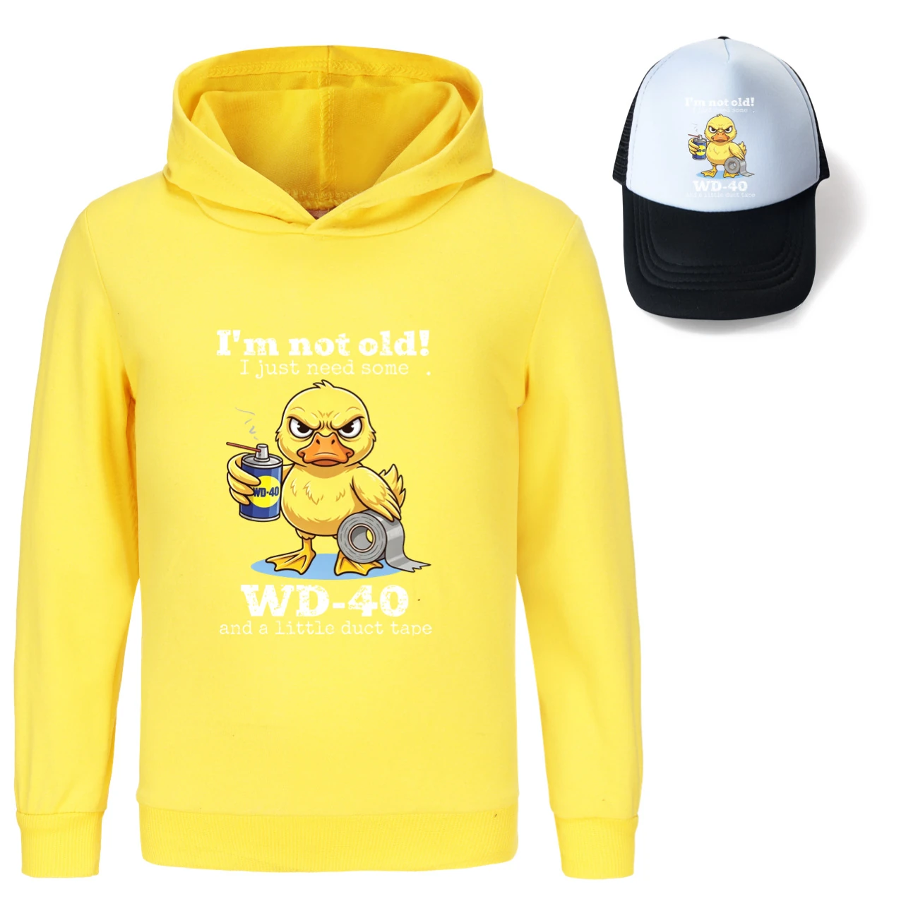 Graphic Hoodie & Sun Hat Set — 5820 Edition, Style 02 · Yellow