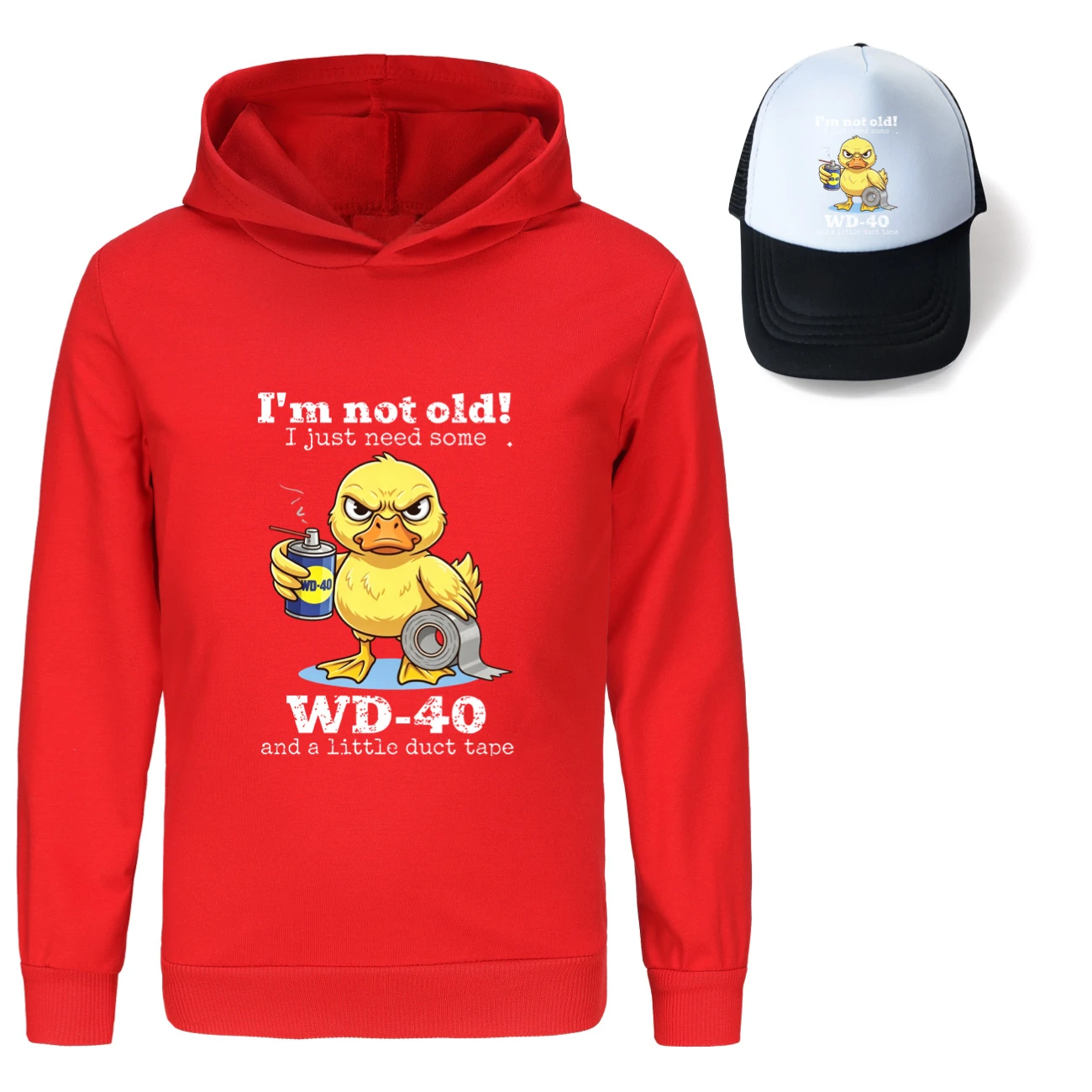 Graphic Hoodie & Sun Hat Set — 5820 Edition, Style 03 · Red