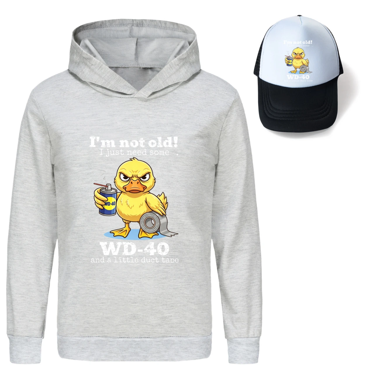 Graphic Hoodie & Sun Hat Set — 5820 Edition, Style 05 · Grey