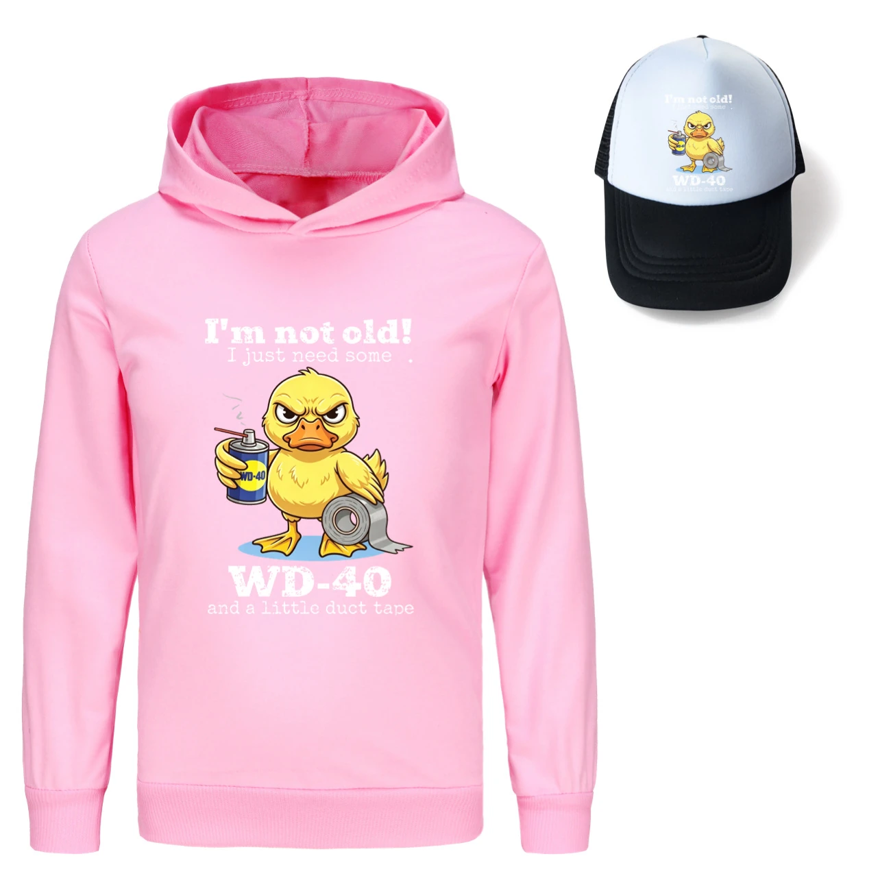 Graphic Hoodie & Sun Hat Set — 5820 Edition, Style 11 · Pink