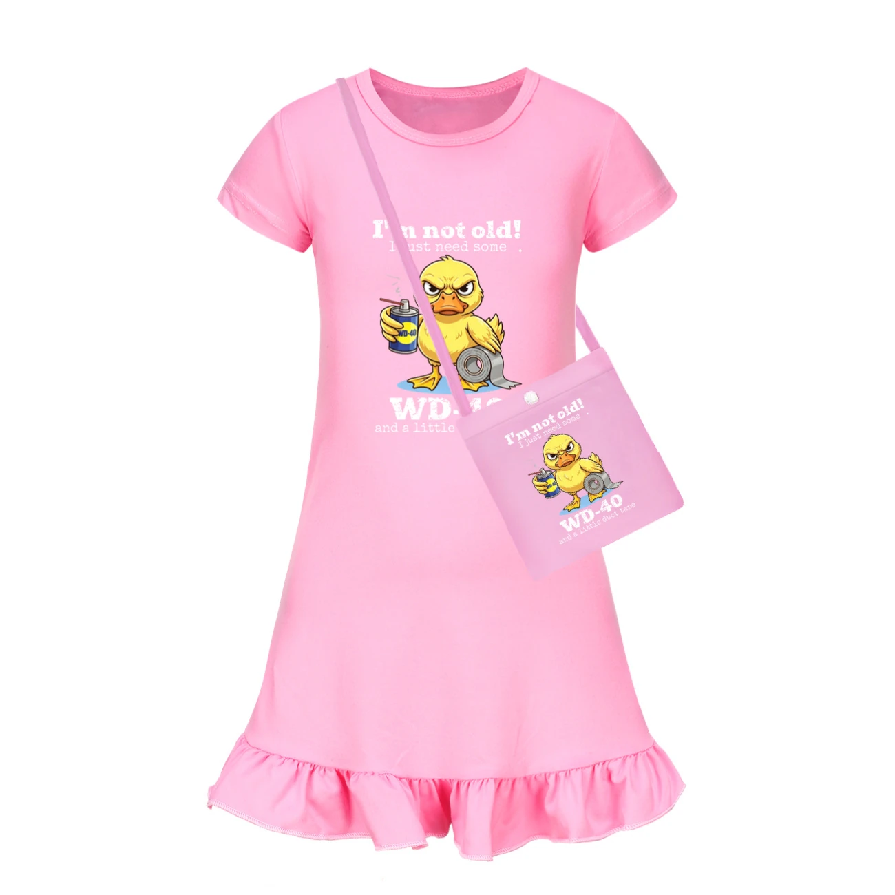Ruffle-Hem Jersey Sleep Dress — 5820 Edition, Style 03 · with Bag · Pink