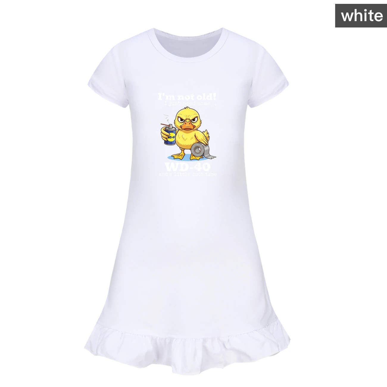 Ruffle-Hem Jersey Sleep Dress — 5820 Edition, Style 04 · White