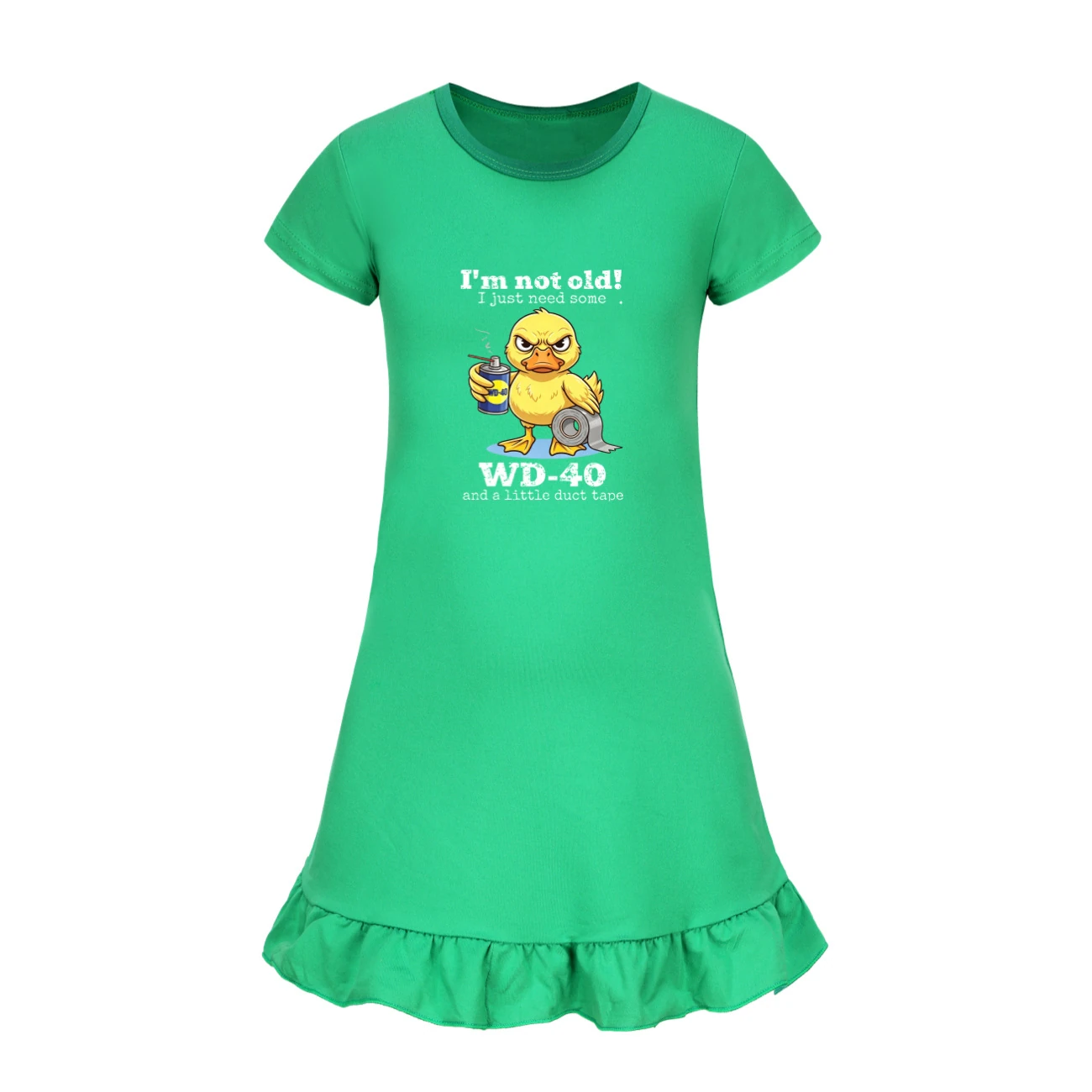Ruffle-Hem Jersey Sleep Dress — 5820 Edition, Style 09 · Green