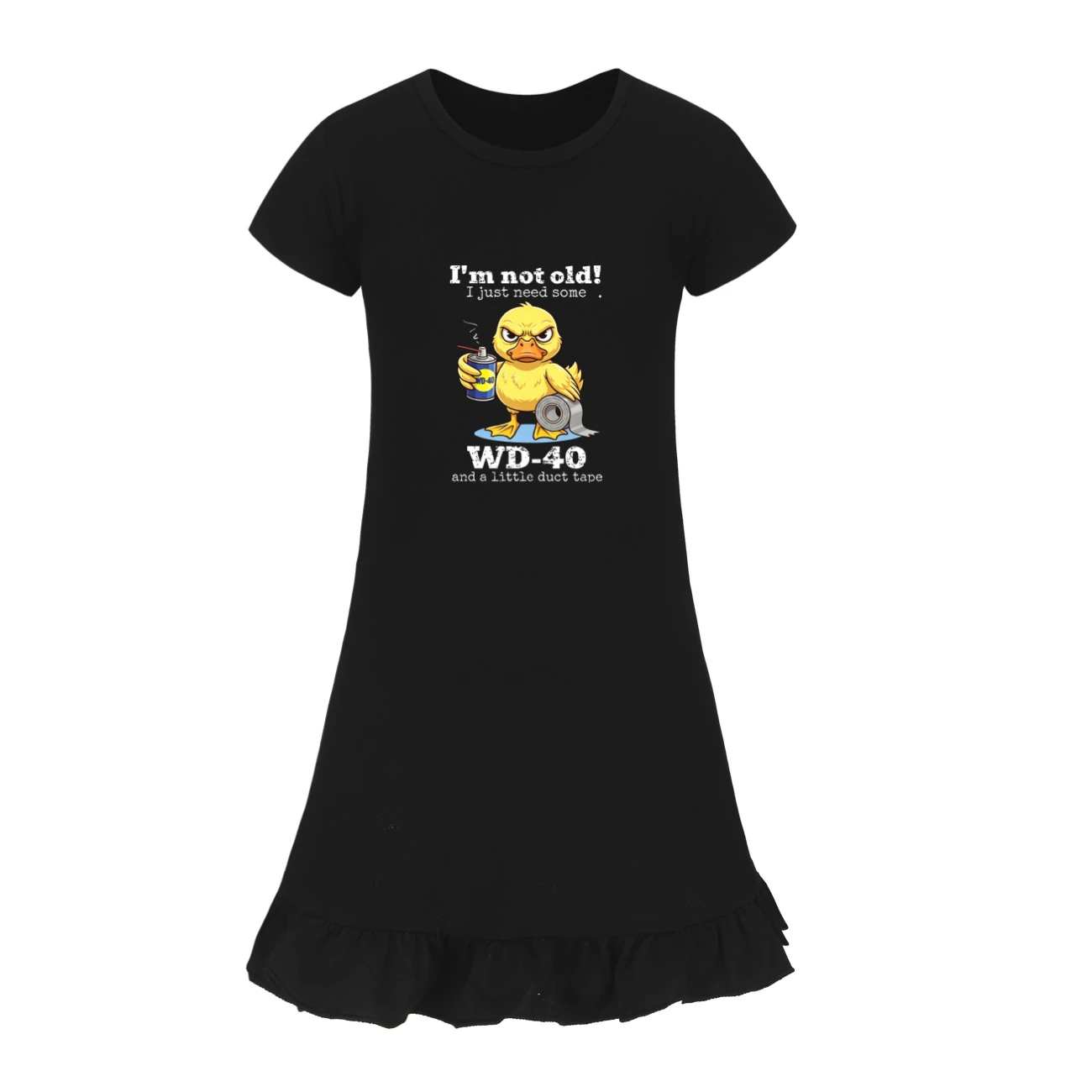 Ruffle-Hem Jersey Sleep Dress — 5820 Edition, Style 12 · Black