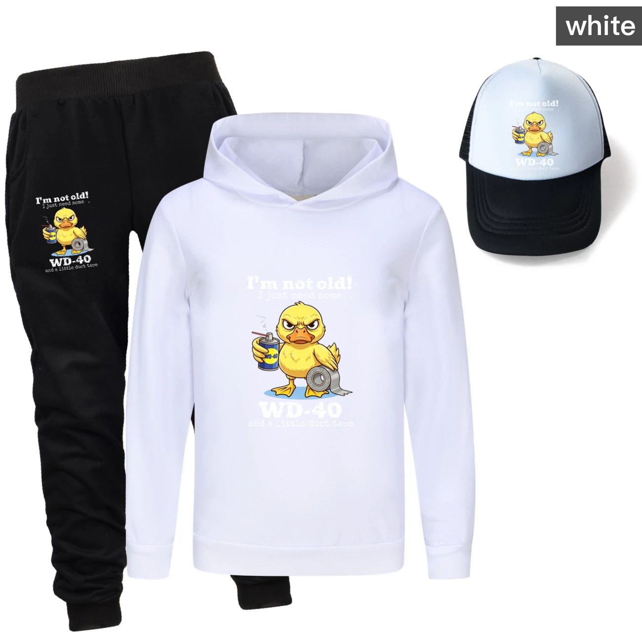 Three-Piece Hoodie, Jogger & Hat Set — 5820 Edition, Style 01 · White