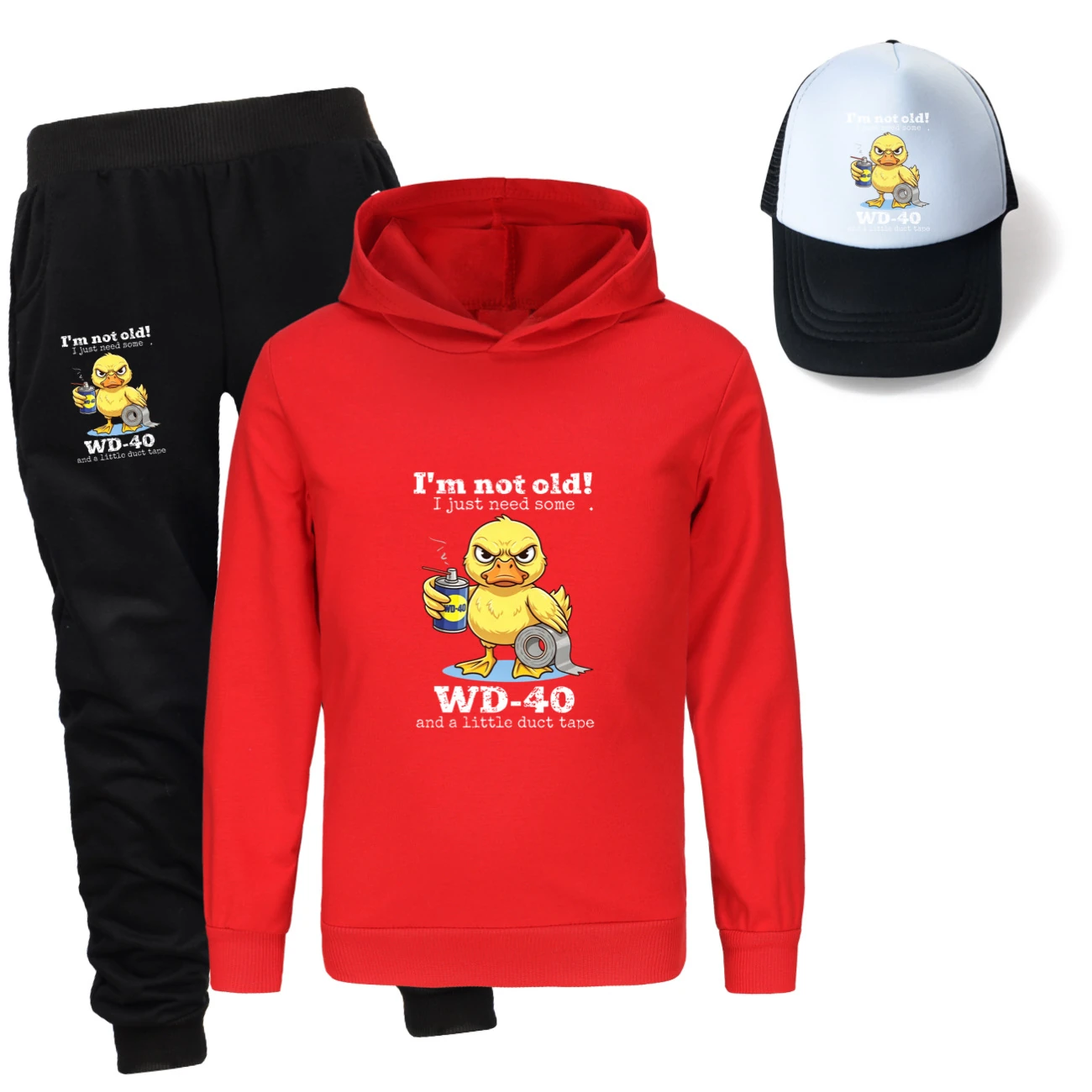 Three-Piece Hoodie, Jogger & Hat Set — 5820 Edition, Style 03 · Red