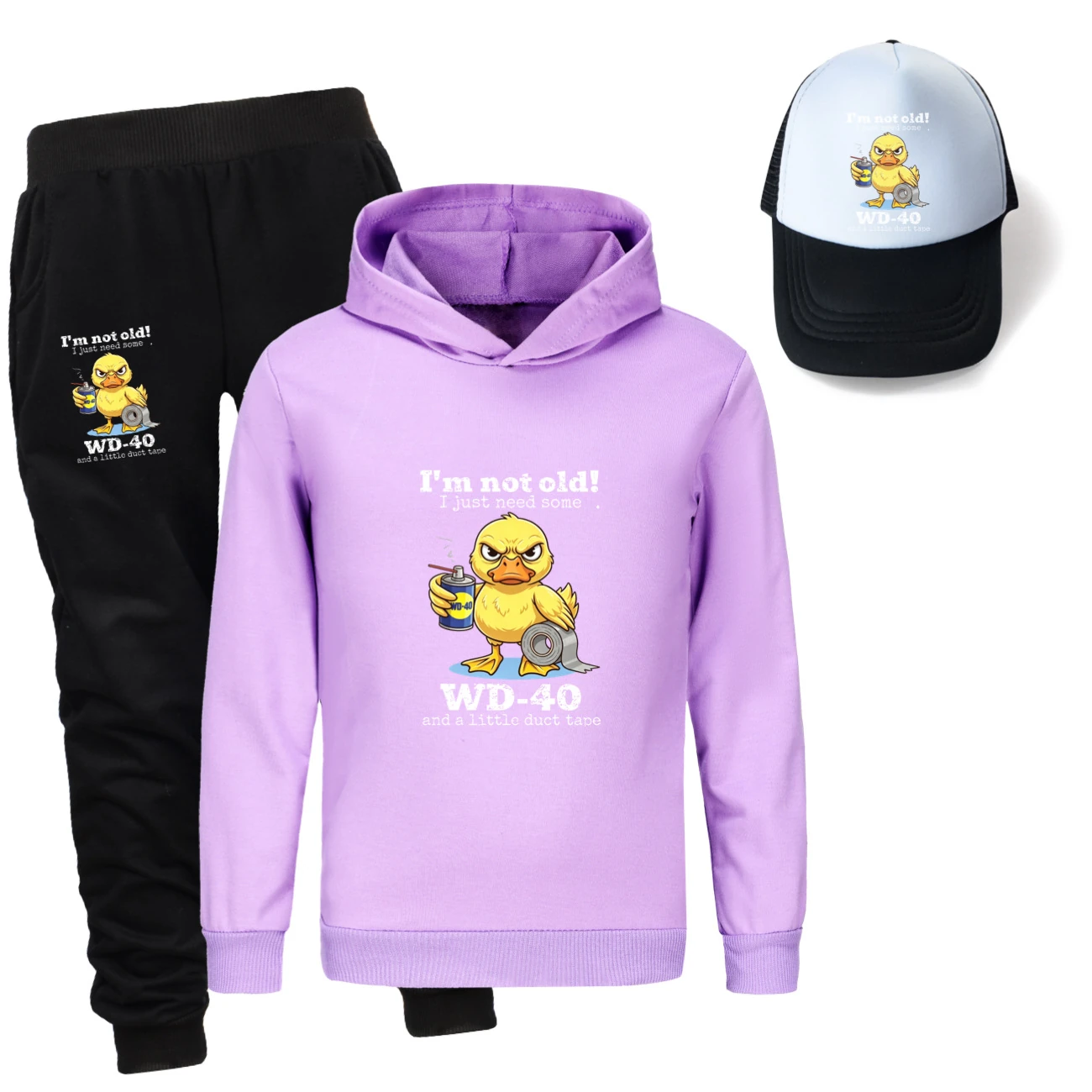 Three-Piece Hoodie, Jogger & Hat Set — 5820 Edition, Style 04 · Purple