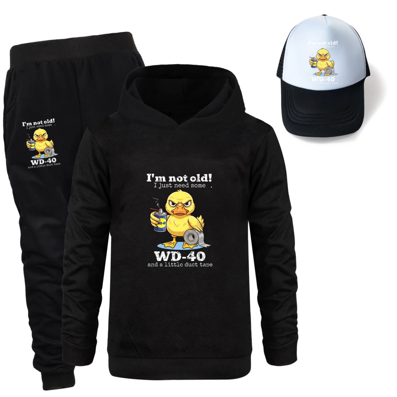 Three-Piece Hoodie, Jogger & Hat Set — 5820 Edition, Style 07 · Black