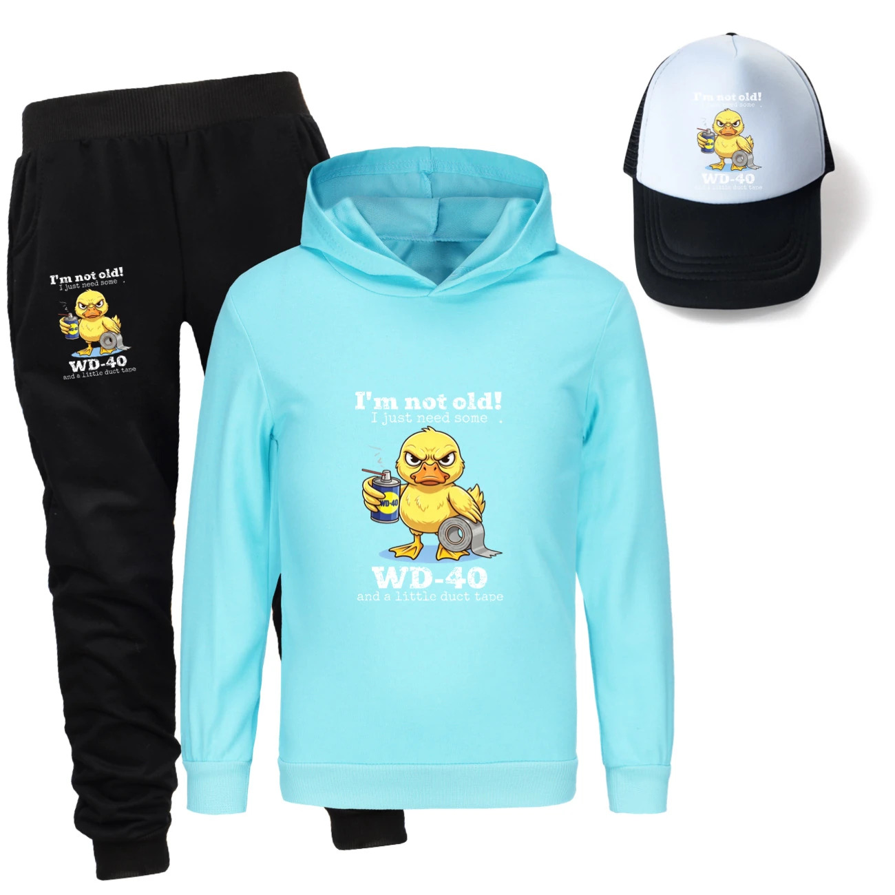 Three-Piece Hoodie, Jogger & Hat Set — 5820 Edition, Style 08 · Light Blue