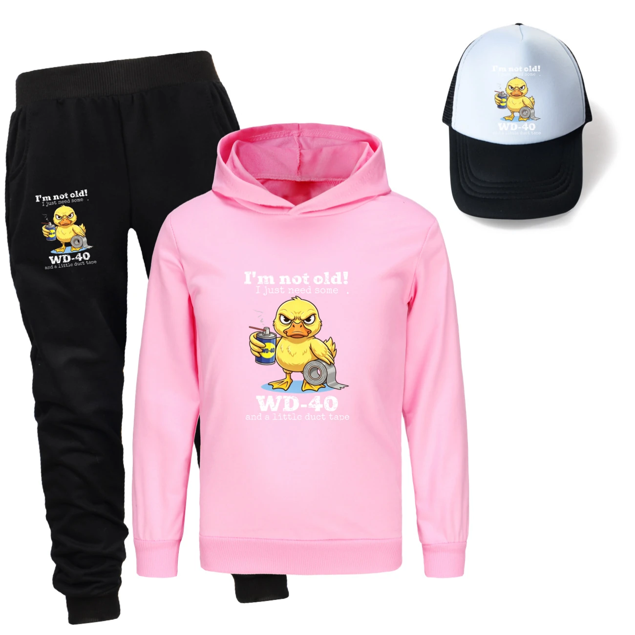 Three-Piece Hoodie, Jogger & Hat Set — 5820 Edition, Style 11 · Pink