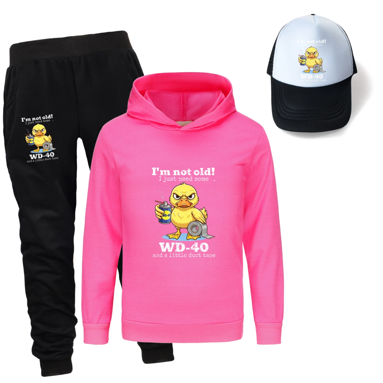 Three-Piece Hoodie, Jogger & Hat Set — 5820 Edition, Style 12 · Rose