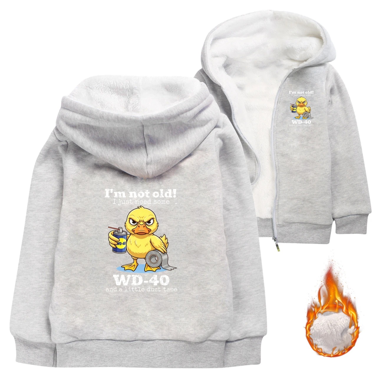 Warm-Lined Graphic Hoodie — 5820 Edition, Style 03 · Padded · Grey