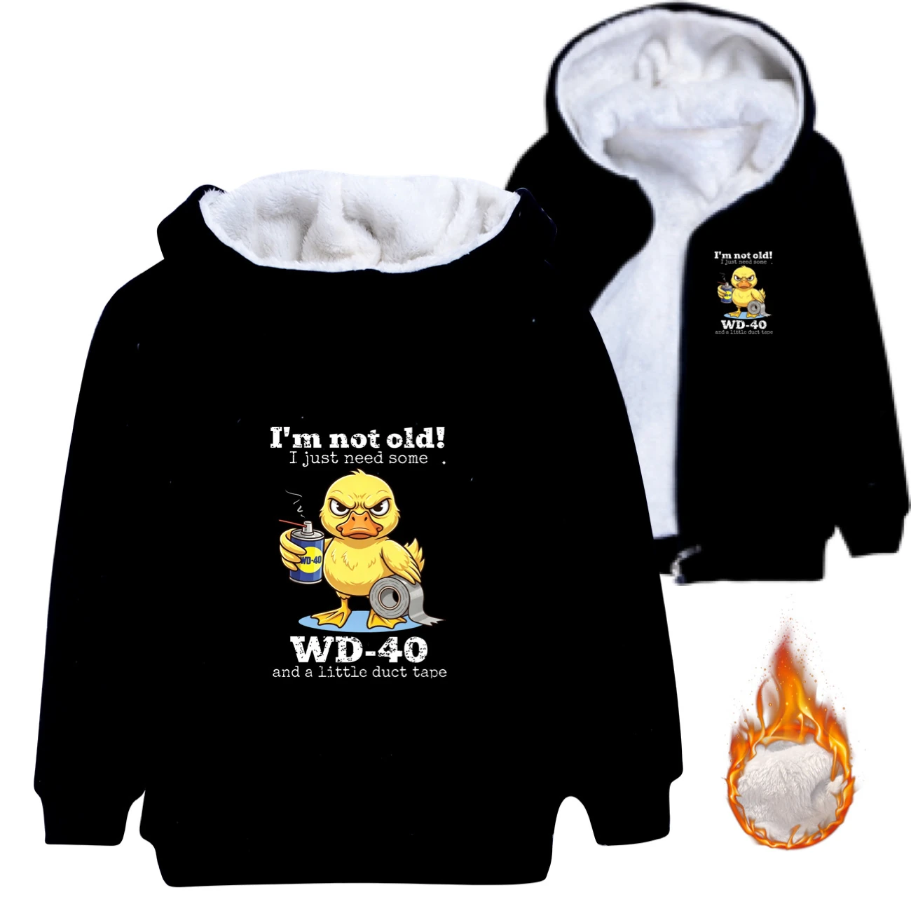 Warm-Lined Graphic Hoodie — 5820 Edition, Style 05 · Padded · Black