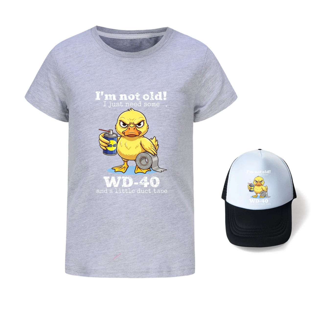 Graphic Tee & Sun Hat Set — 5820 Edition, Style 05 · Grey