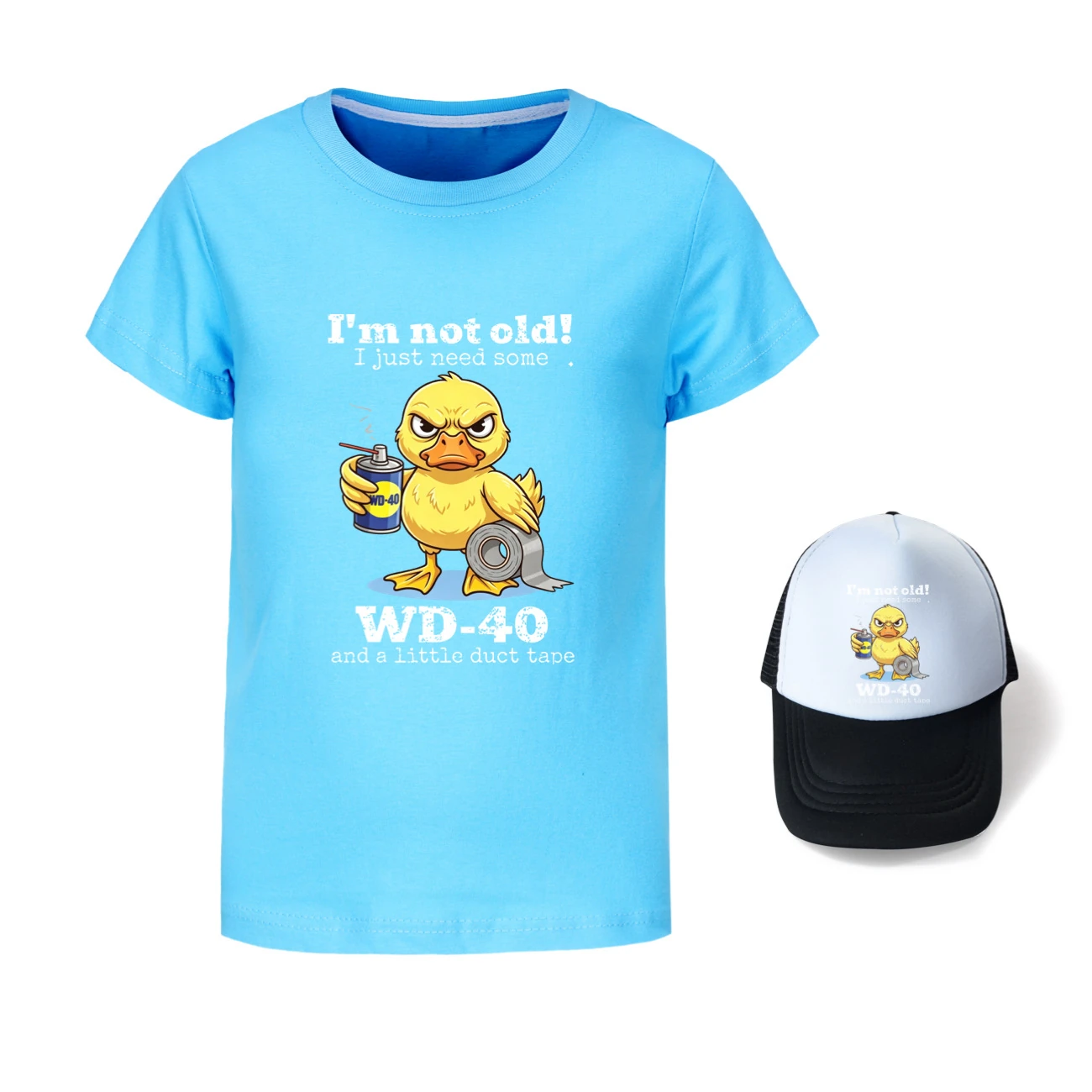 Graphic Tee & Sun Hat Set — 5820 Edition, Style 08 · Light Blue