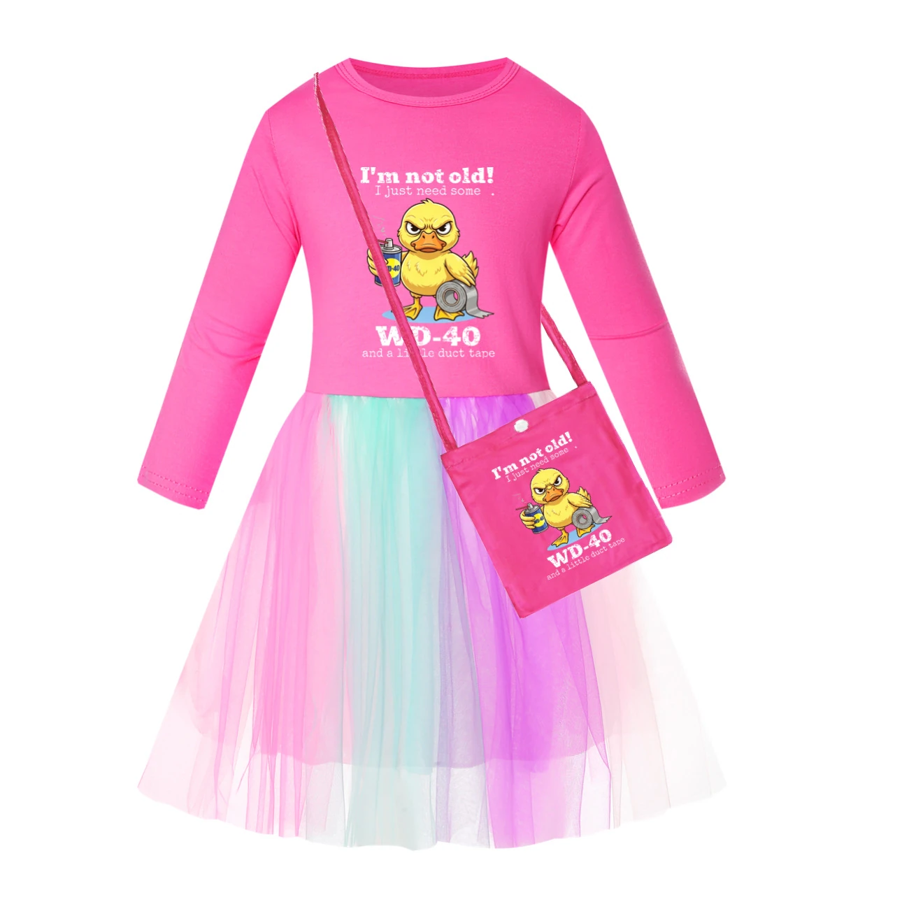 Rainbow Tulle Twirl Dress — 5820 Edition, Style 11 · Long Tulle · with Bag · Rose