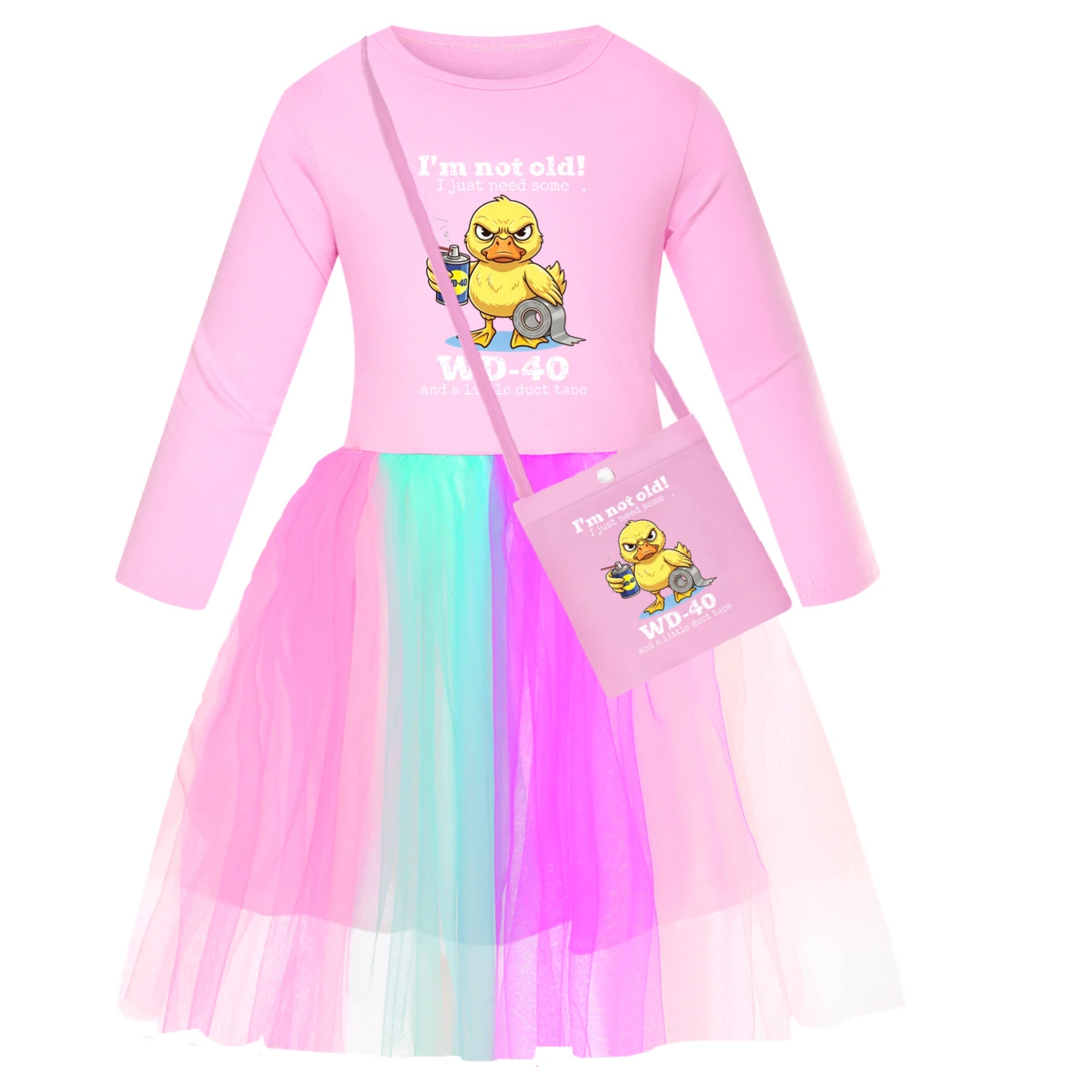 Rainbow Tulle Twirl Dress — 5820 Edition, Style 12 · Long Tulle · with Bag · Pink