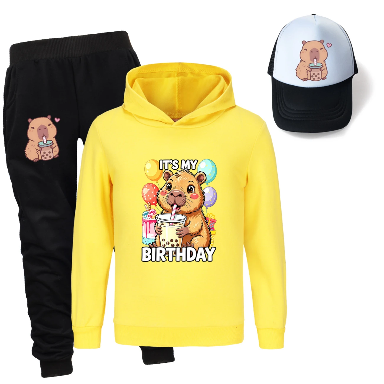 Three-Piece Hoodie, Jogger & Hat Set — 5821 Edition, Style 02 · Yellow